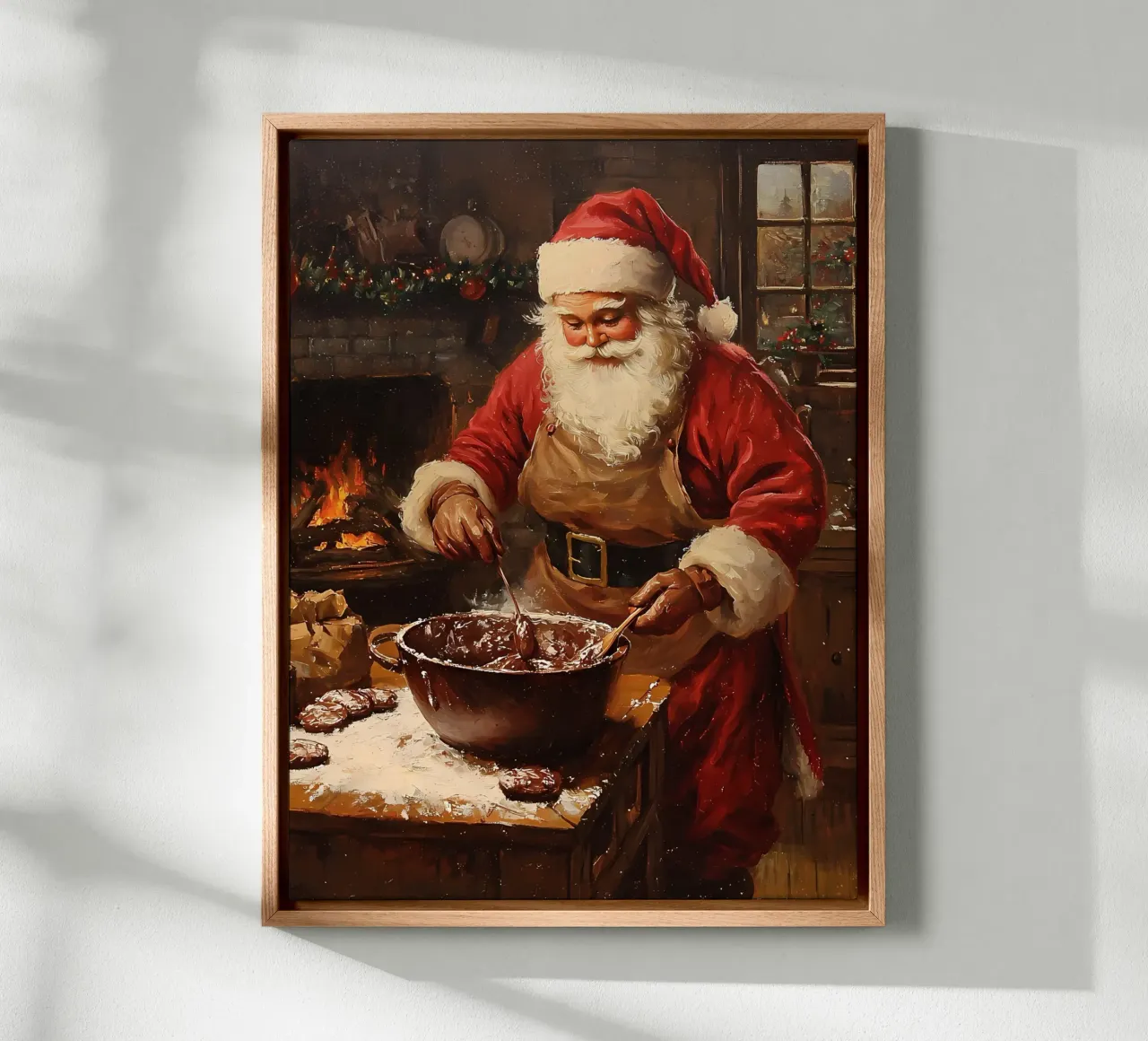 Kerstman die chocoladekoekjes bakt canvas met Baklijst van IamHomeStudio