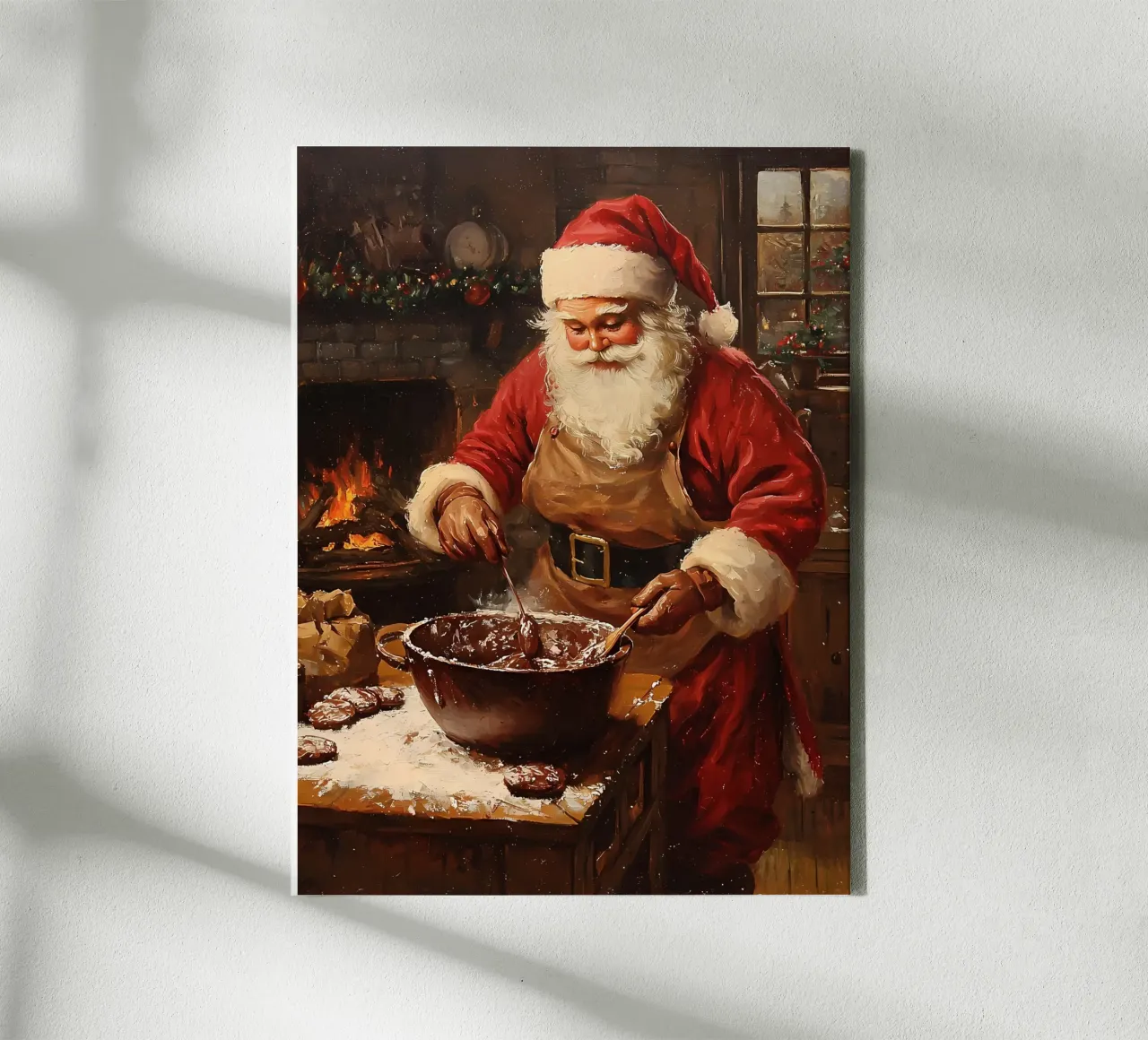 Kerstman die chocoladekoekjes bakt canvas met Baklijst van IamHomeStudio