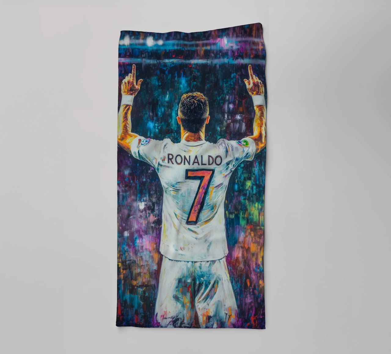 Pop art Ronaldo in the stadium towel by Carinaprint