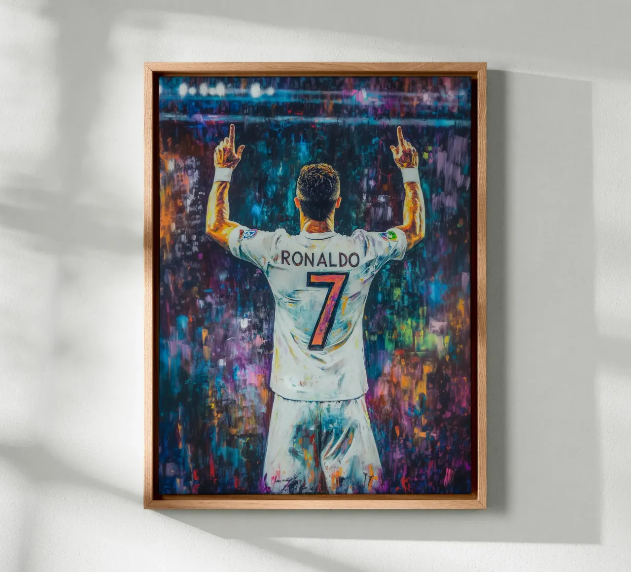 Pop-art Ronaldo in het stadion canvas met Baklijst van Carinaprint
