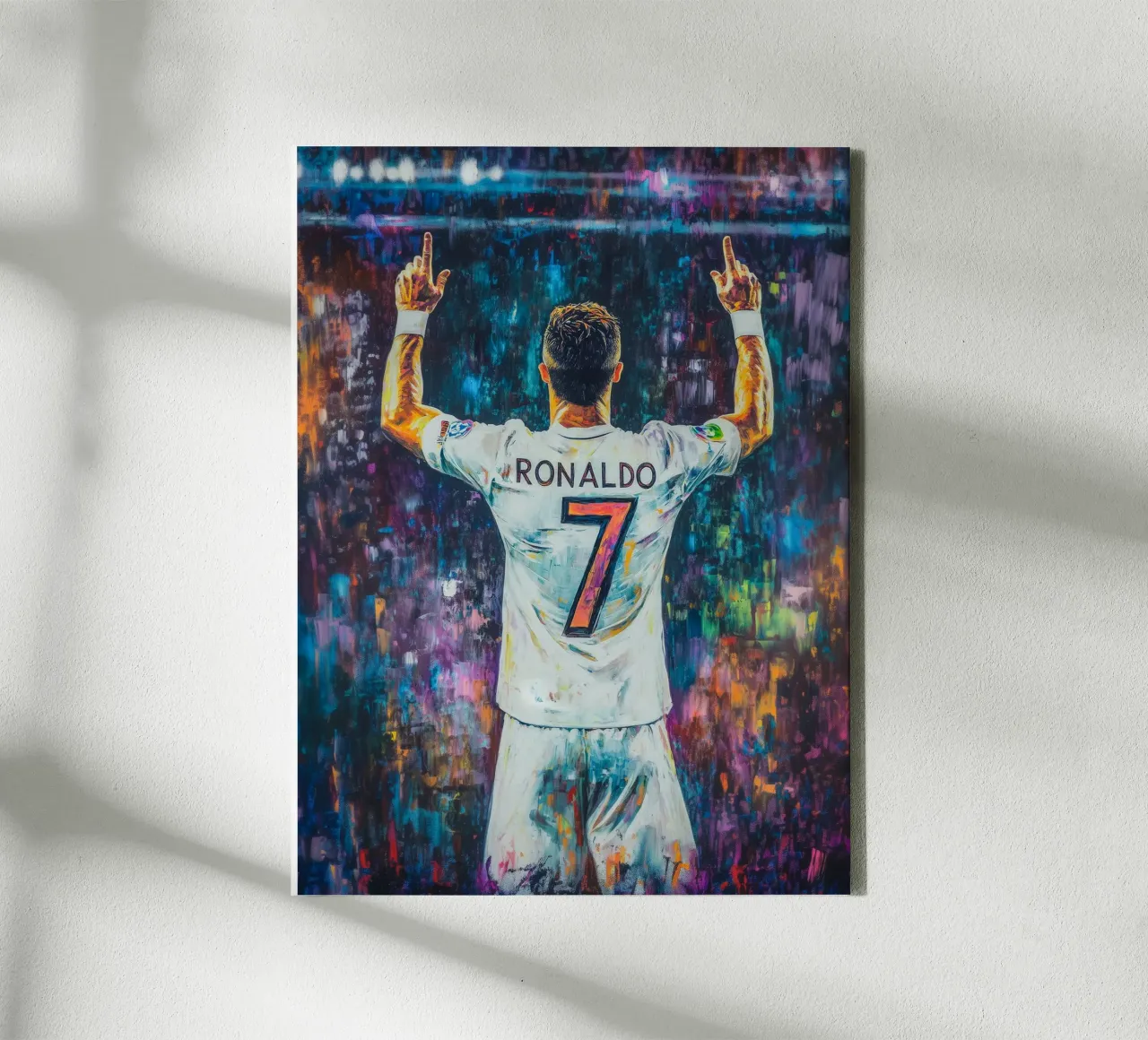 Pop-art Ronaldo in het stadion canvas met Baklijst van Carinaprint