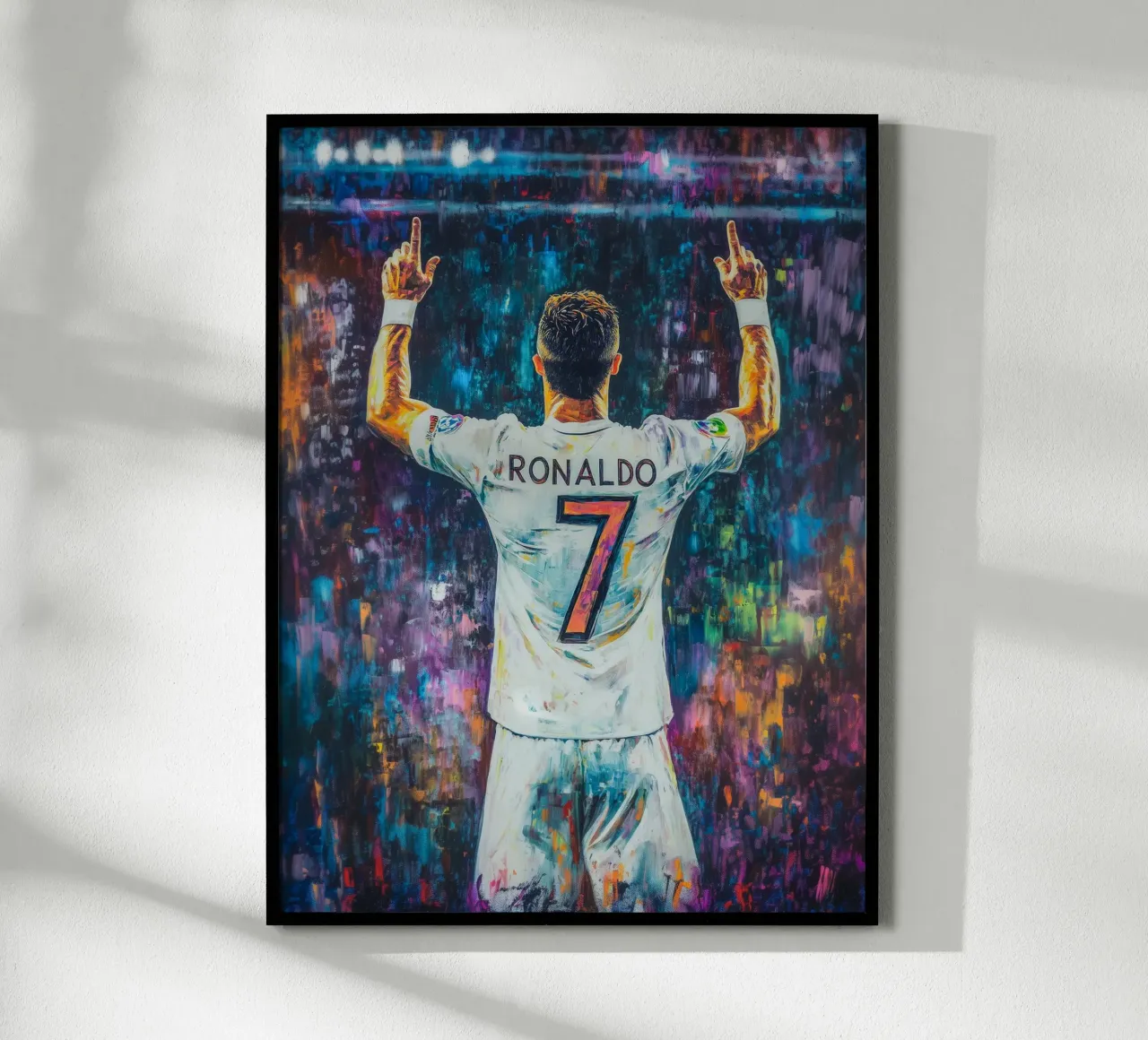 Ronaldo pop art allo stadio poster con telaio in legno da Carinaprint