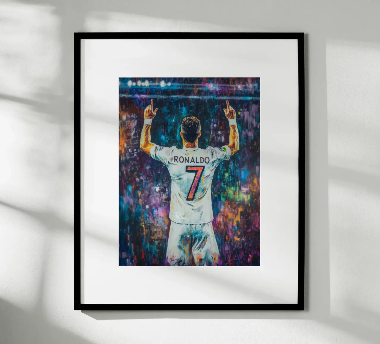Ronaldo pop art allo stadio poster con telaio in legno da Carinaprint
