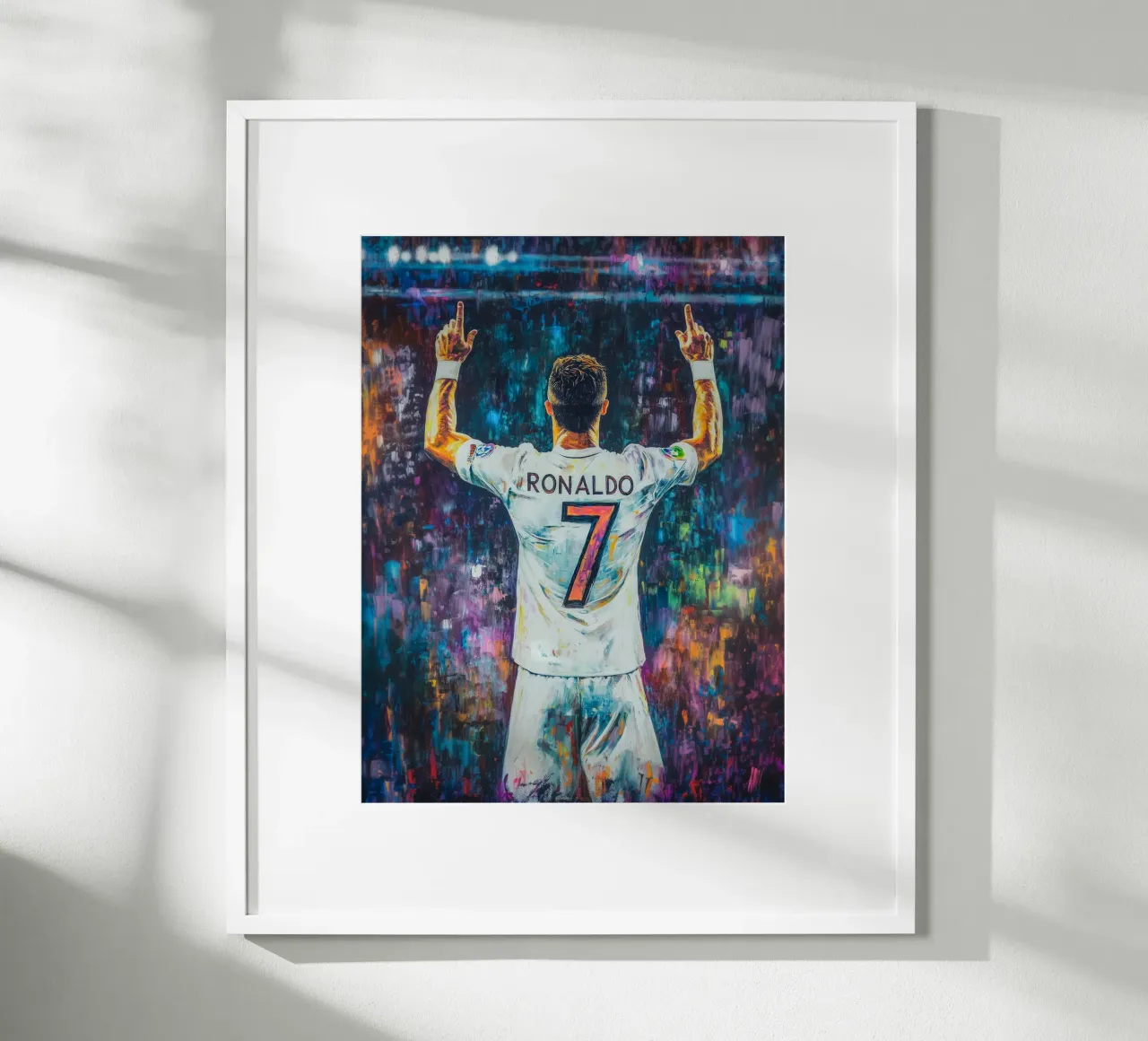 Ronaldo pop art allo stadio poster con telaio in legno da Carinaprint