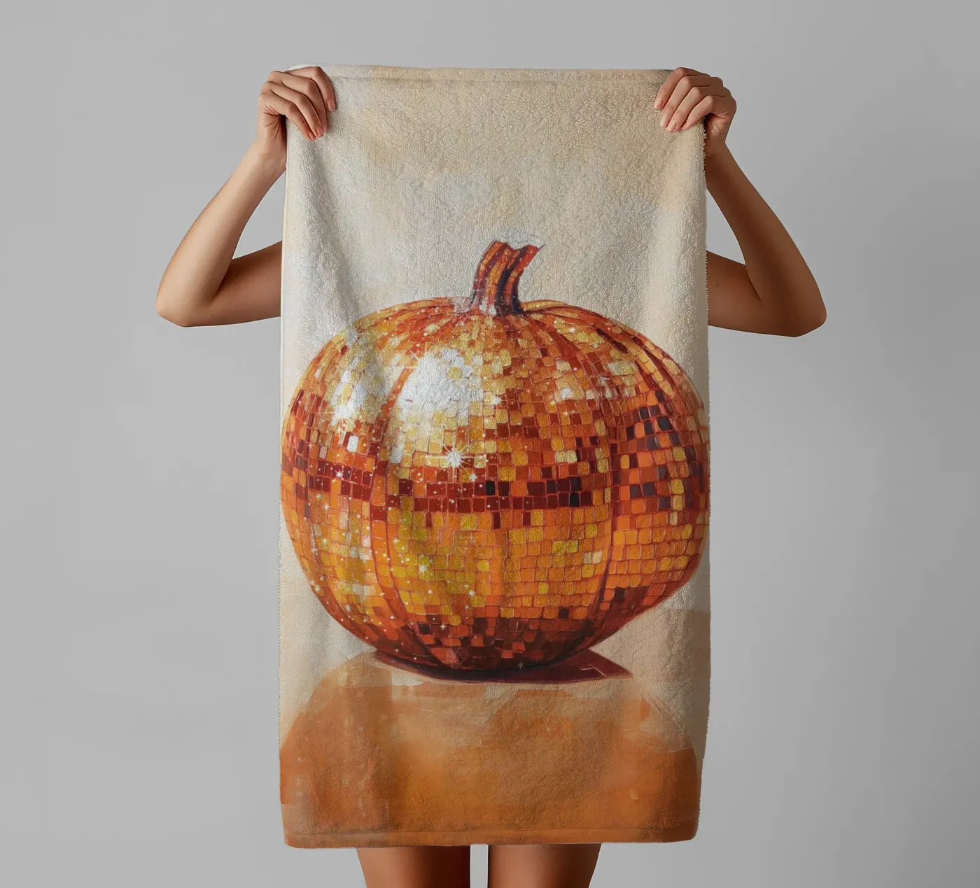 Disco Bal Pompoen badhanddoek van Melloi Art Print