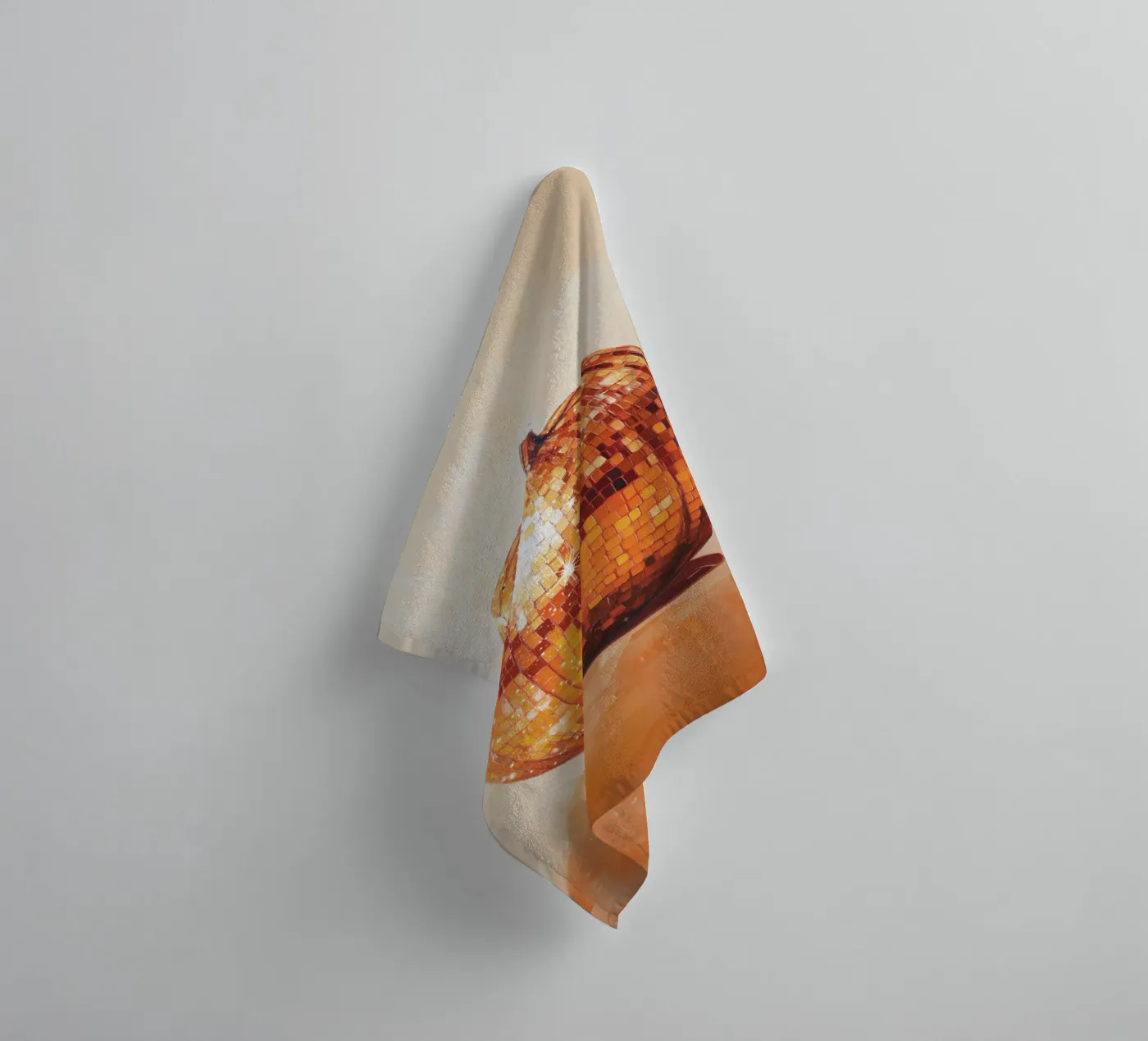 Disco Bal Pompoen badhanddoek van Melloi Art Print