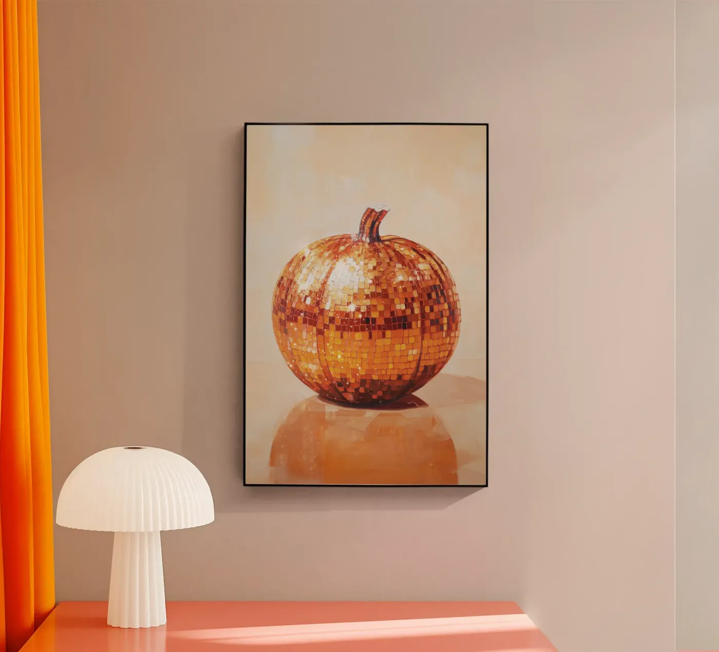 Disco Ball Pumpkin Acryl-Glas von Melloi Art Print