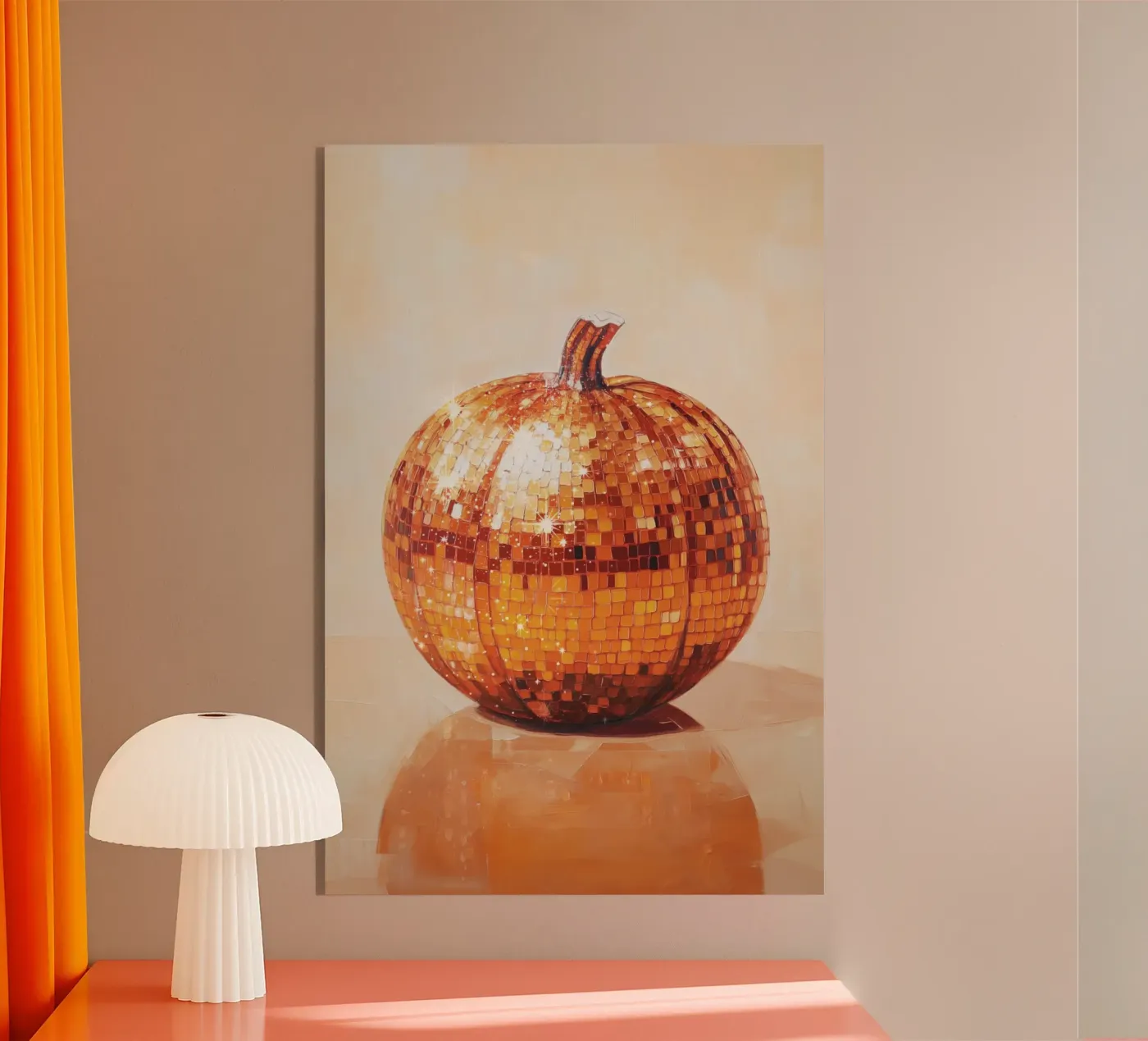 Disco Ball Pumpkin Acryl-Glas von Melloi Art Print