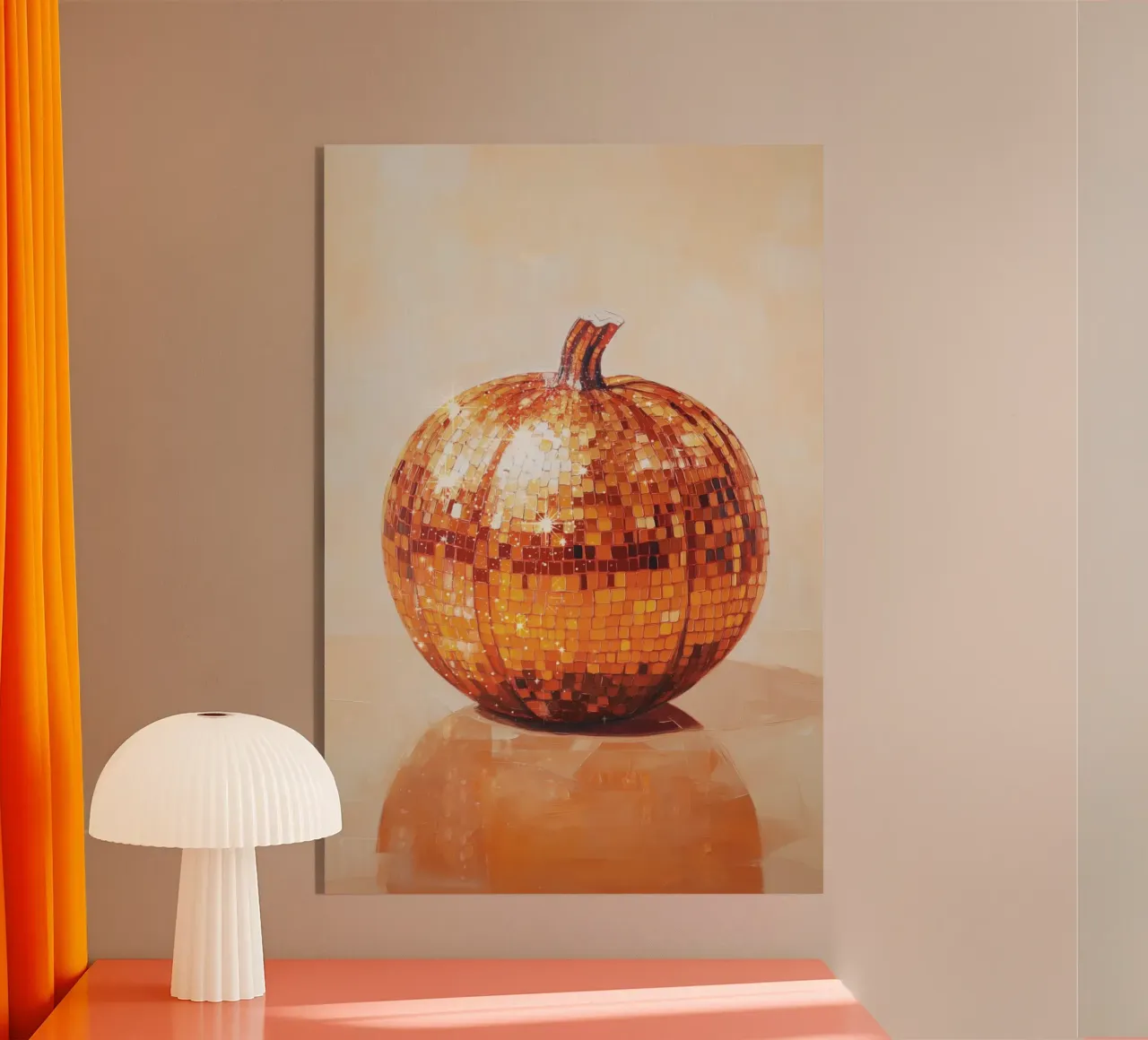 Disco Ball Pumpkin acrylic glass by Melloi Art Print