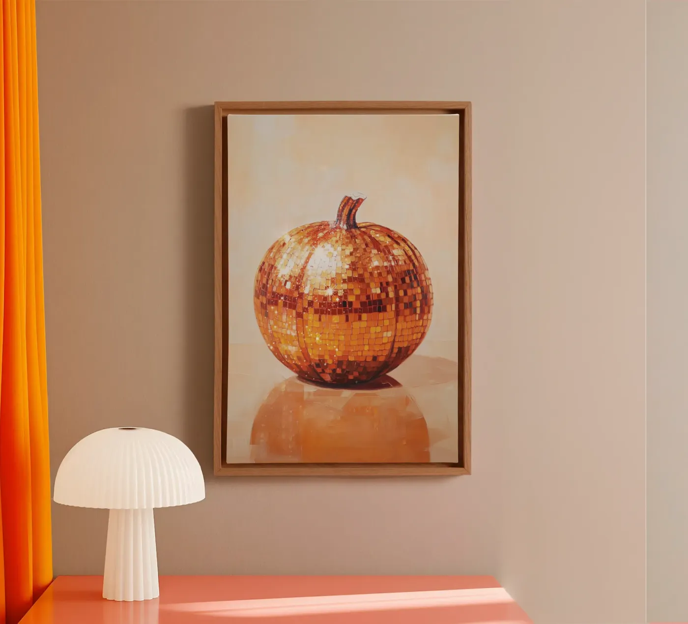 Disco Bal Pompoen canvas van Melloi Art Print