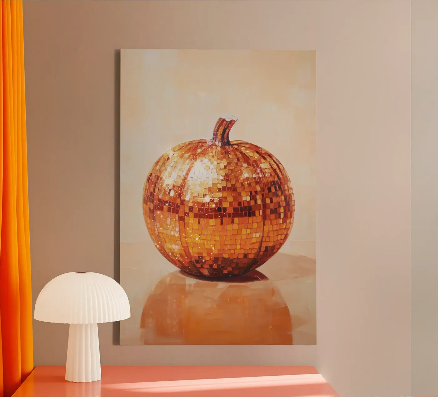 Disco Bal Pompoen canvas van Melloi Art Print