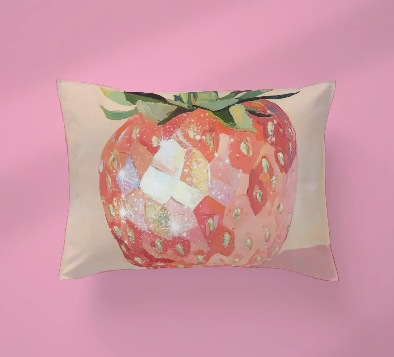 Arte geometrica della fragola cuscino da Melloi Art Print