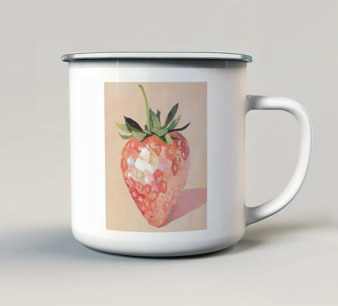 Arte geometrica della fragola tazza in smalto da Melloi Art Print