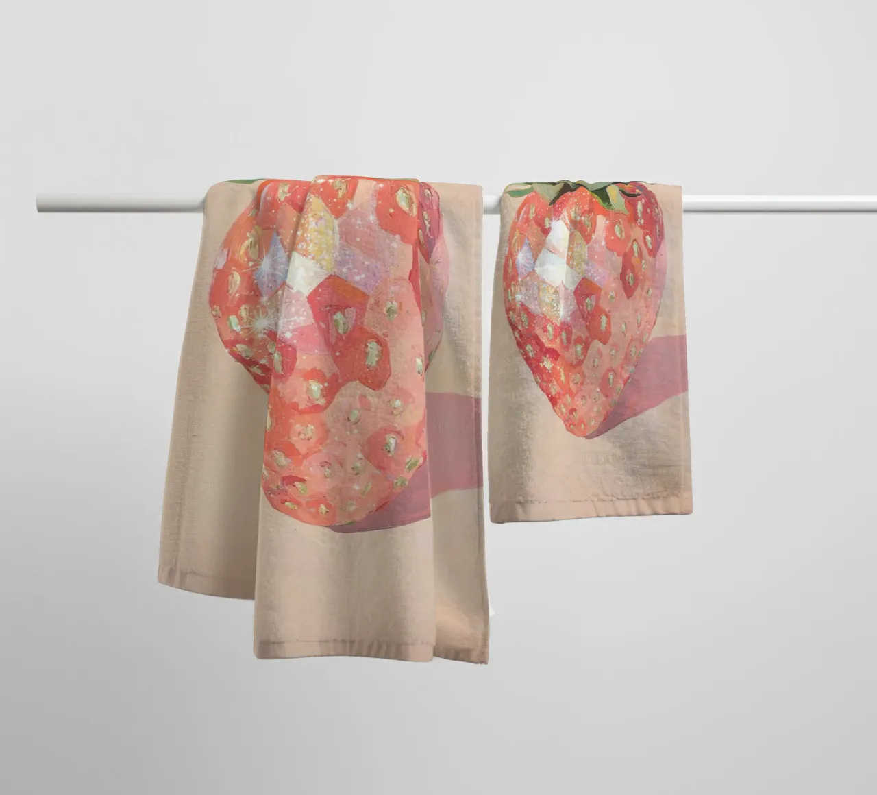 Geometric Strawberry Art towel by Melloi Art Print
