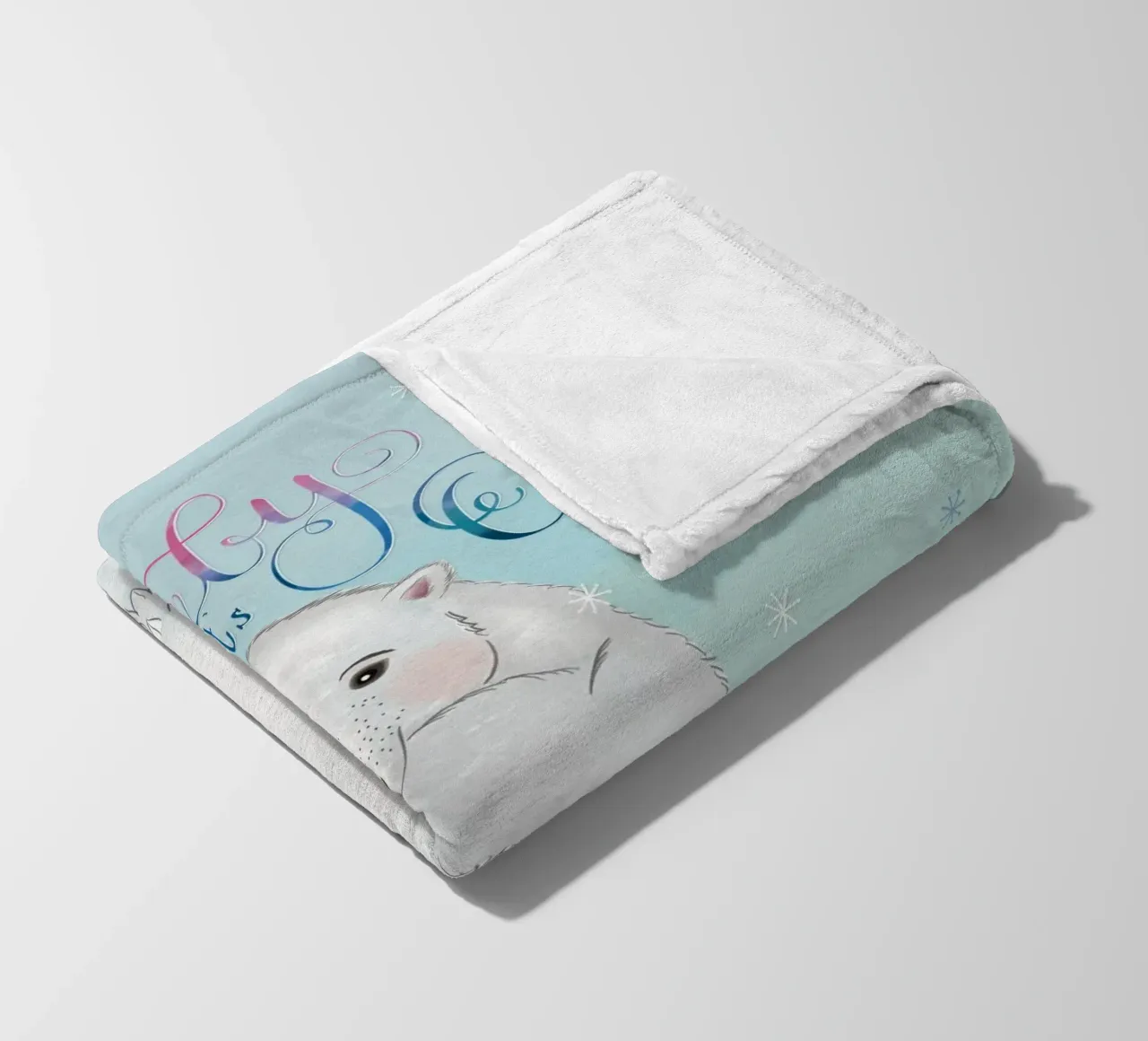 Piccolo, fuori fa freddo. Simpatico orso polare in piedi nella neve. coperta in pile da CalliLetters