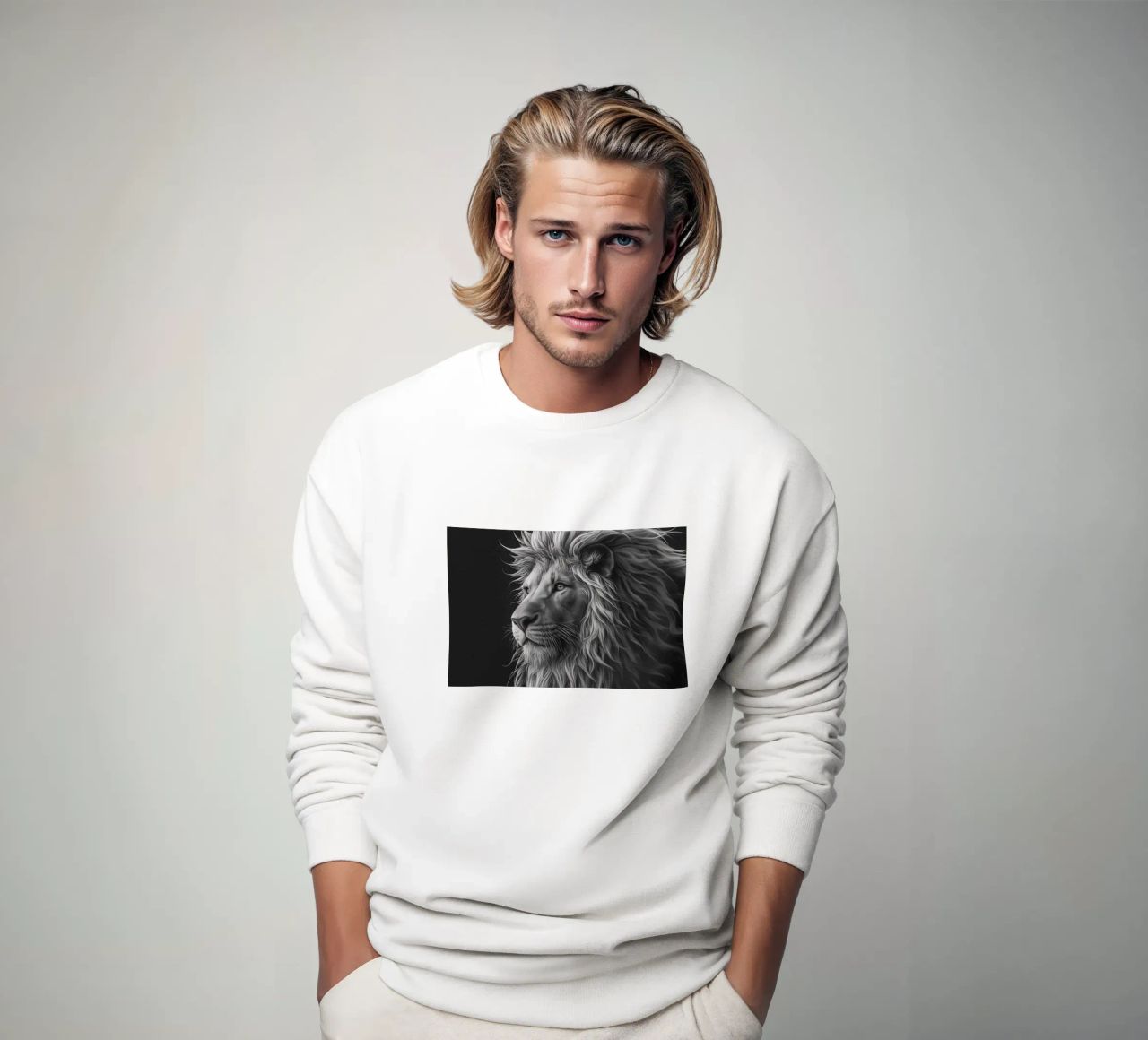 Leeuwenoog zwart-wit sweatshirt van Carinaprint