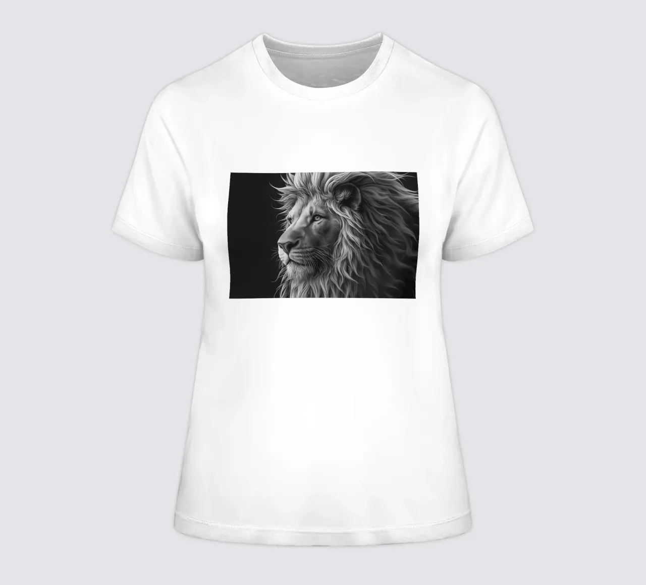 Leeuwenoog zwart-wit dames t-shirt getailleerd van Carinaprint
