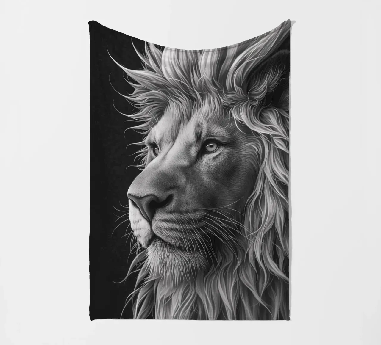 Löwenblick schwarz-weiß Fleecedecke von Carinaprint