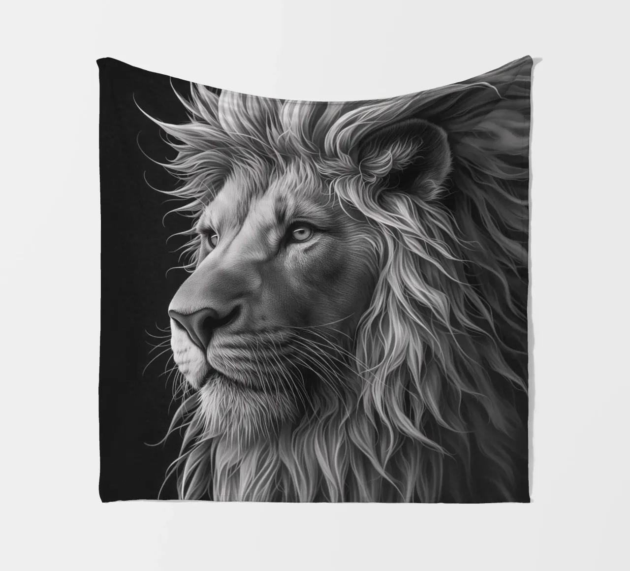 Löwenblick schwarz-weiß Fleecedecke von Carinaprint