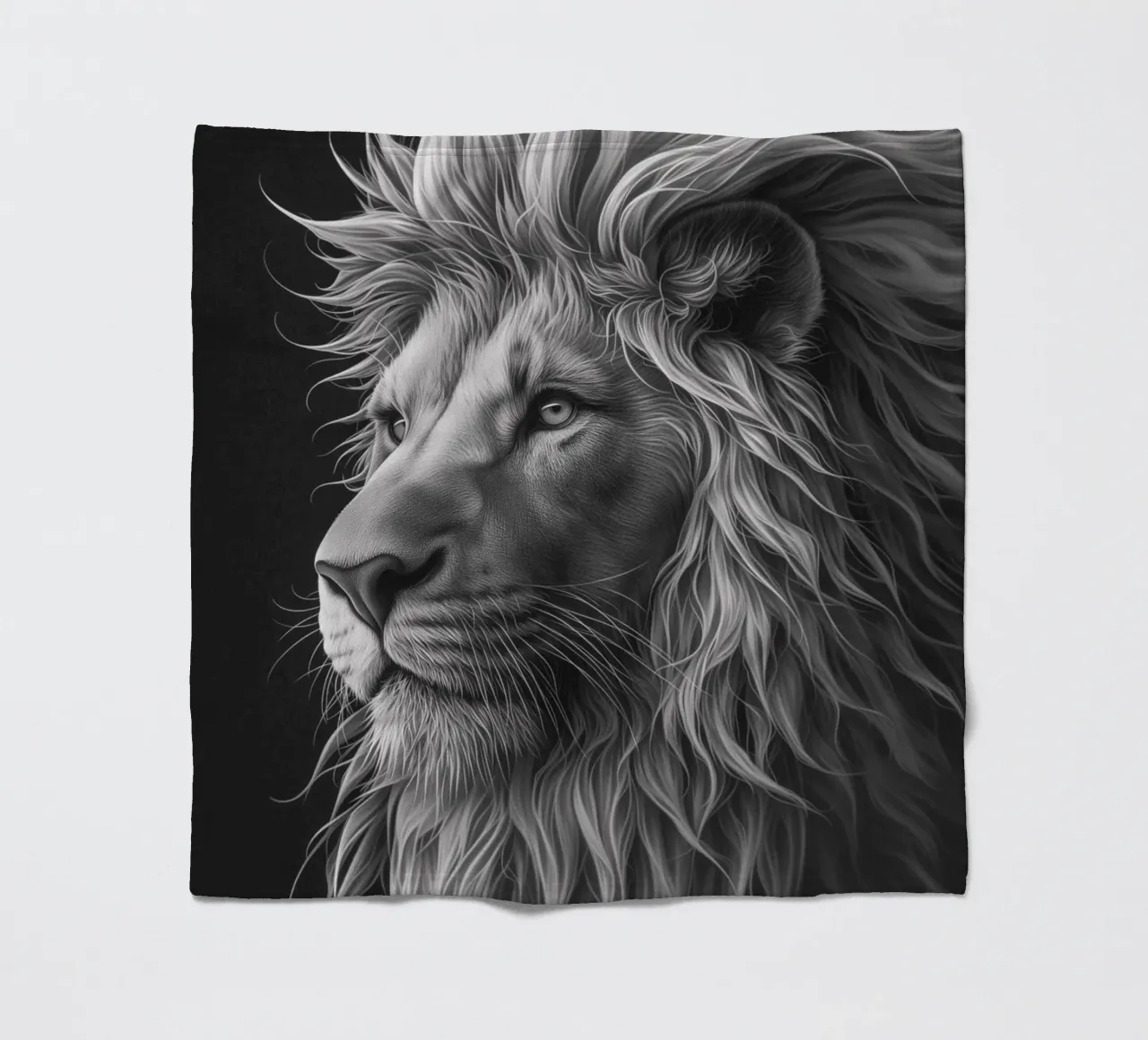 Löwenblick schwarz-weiß Fleecedecke von Carinaprint