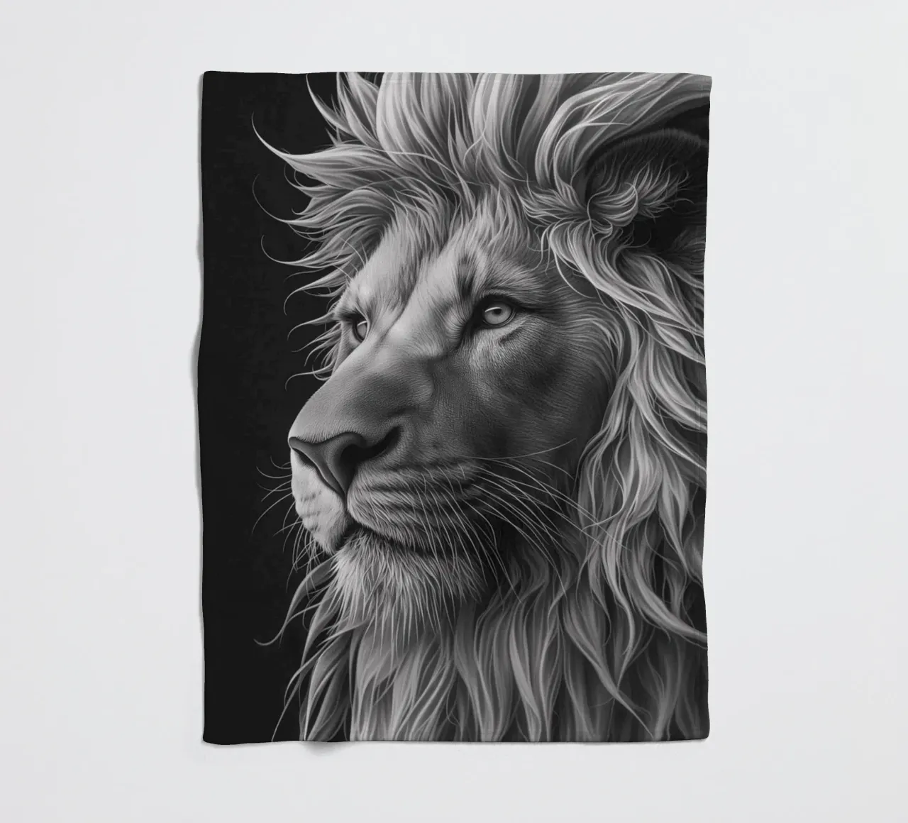 Löwenblick schwarz-weiß Fleecedecke von Carinaprint