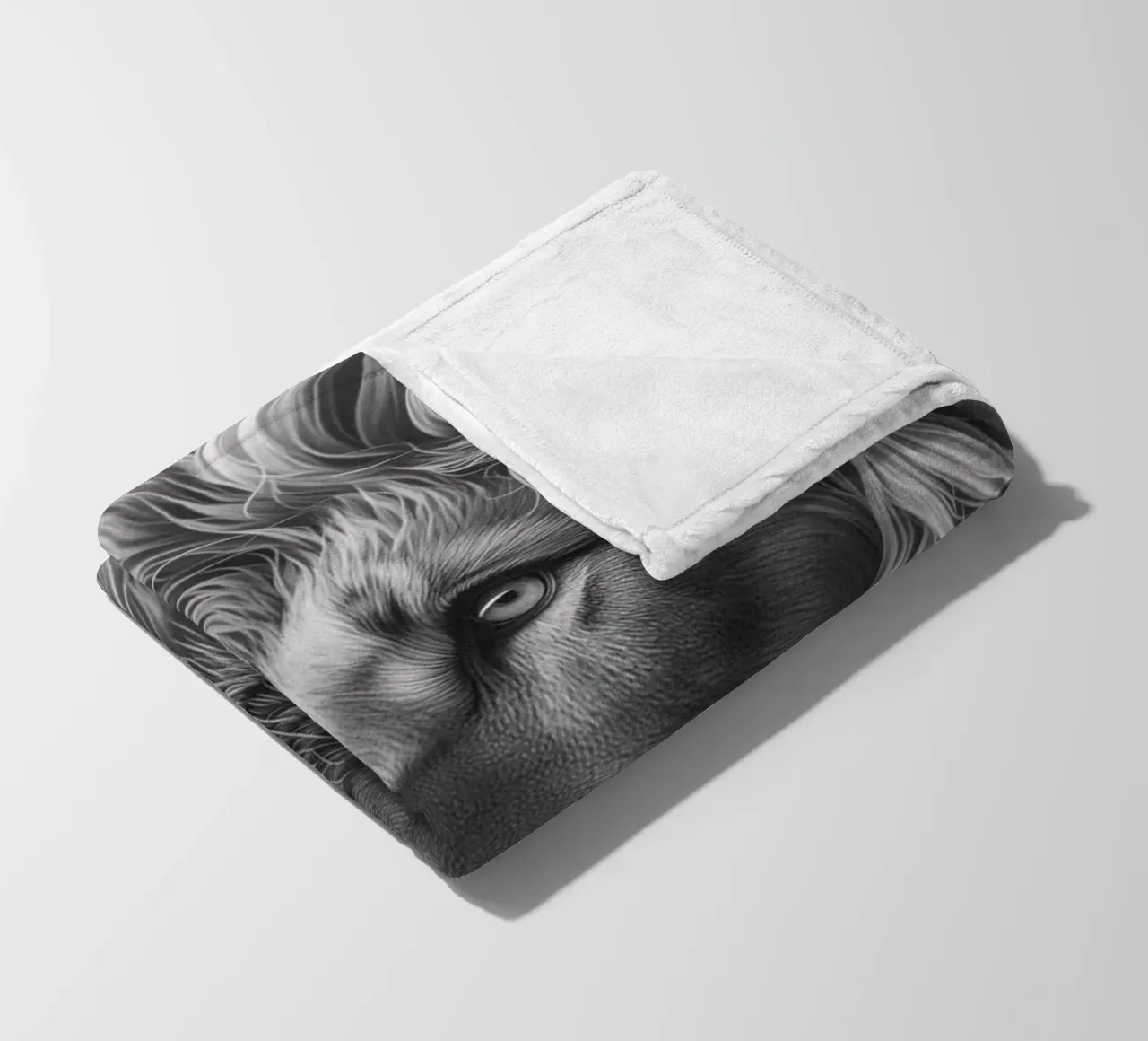 Regard de lion noir et blanc plaid polaire de Carinaprint