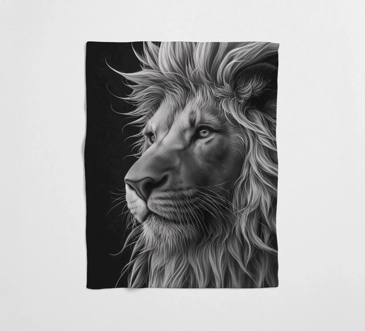 Löwenblick schwarz-weiß Fleecedecke von Carinaprint