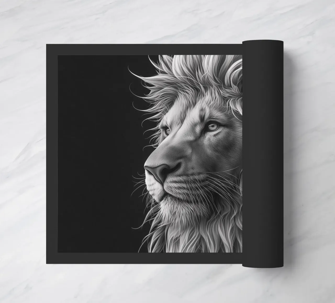 Leeuwenoog zwart-wit deurmat van Carinaprint