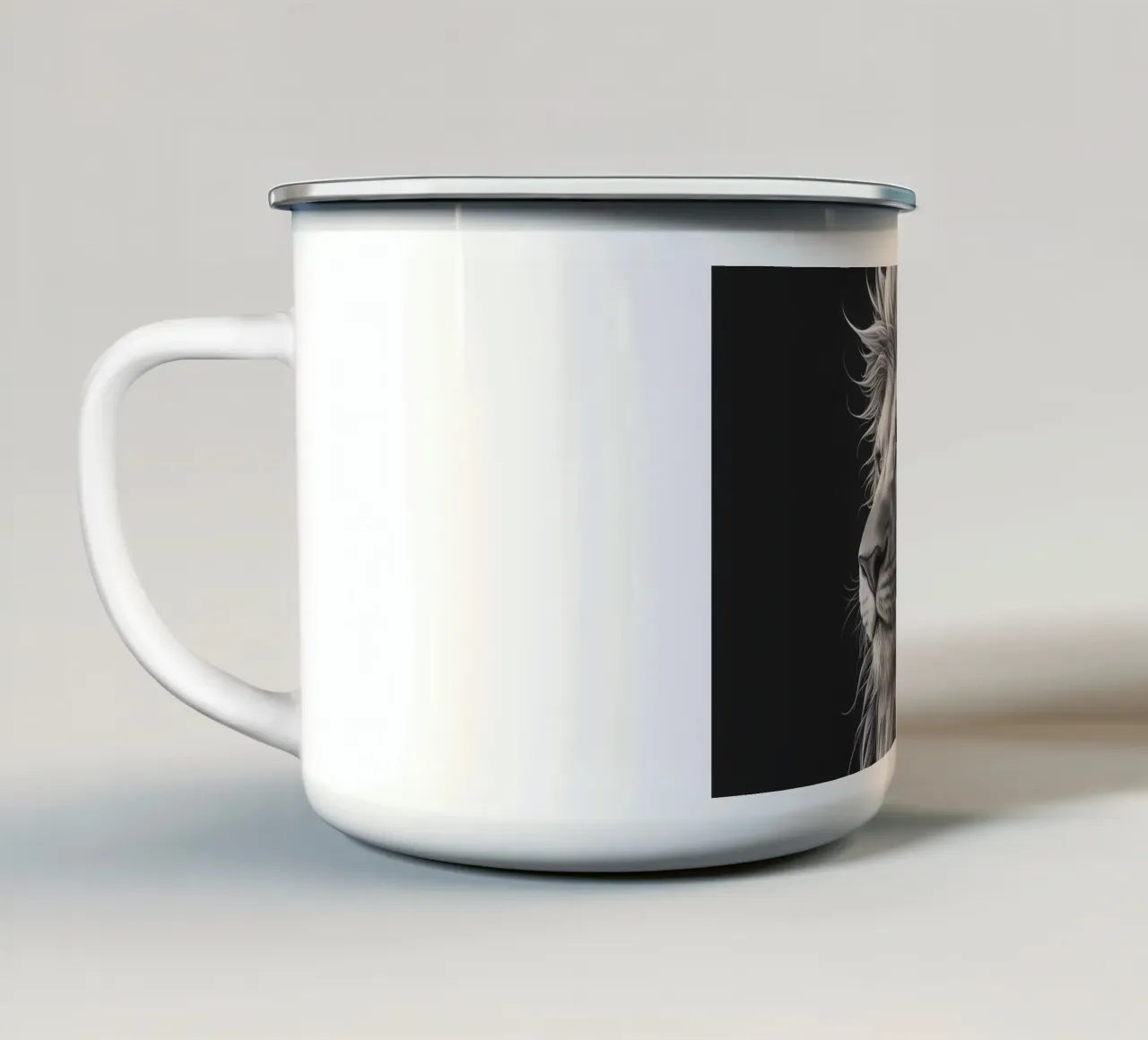 Occhio di Leone in bianco e nero tazza in smalto da Carinaprint