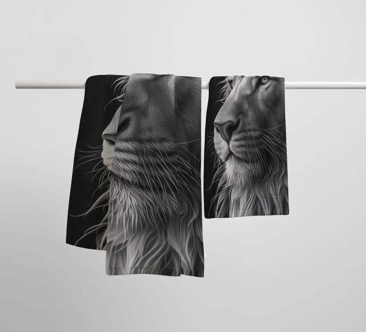 Leeuwenoog zwart-wit badhanddoek van Carinaprint