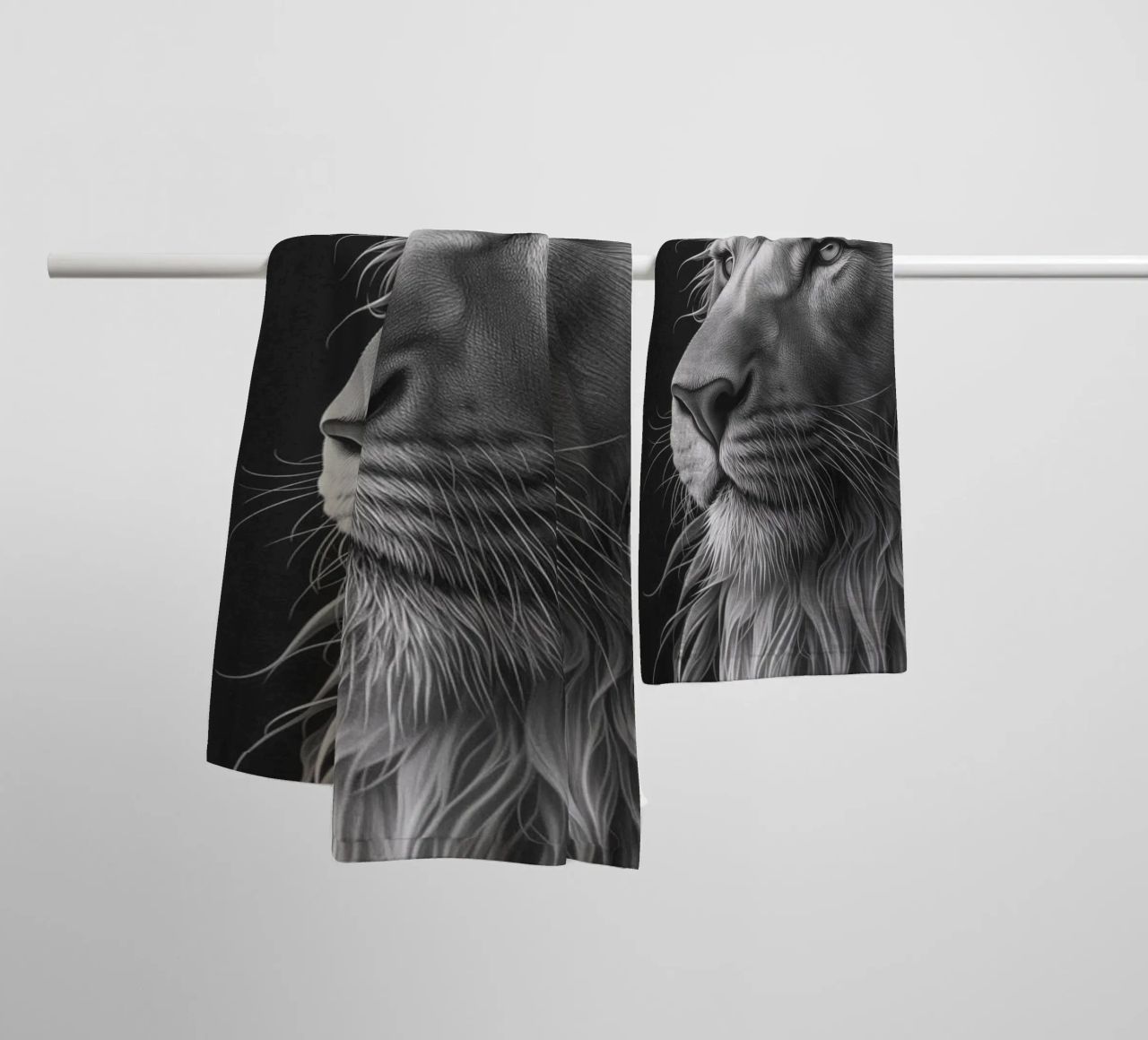 Leeuwenoog zwart-wit badhanddoek van Carinaprint