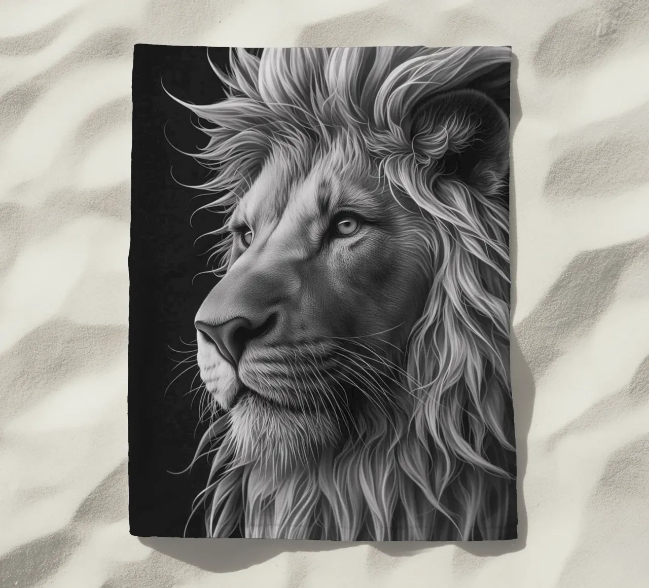 Regard de lion noir et blanc serviette de plage de Carinaprint