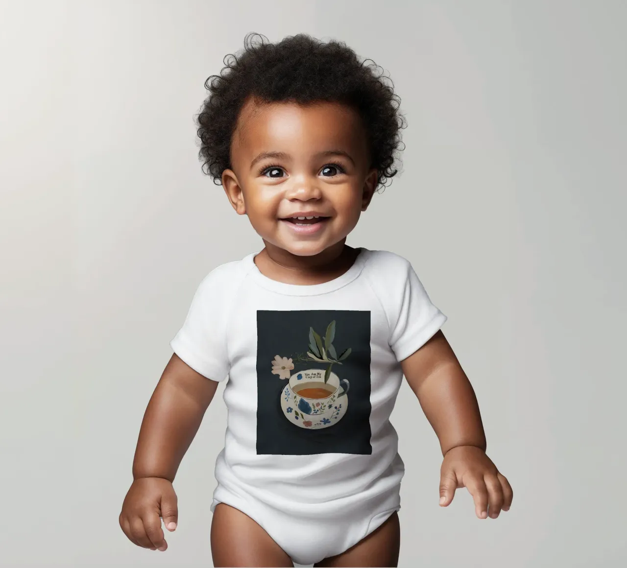 You are My Cup of Tea short-sleeve baby romper by ThingDesign