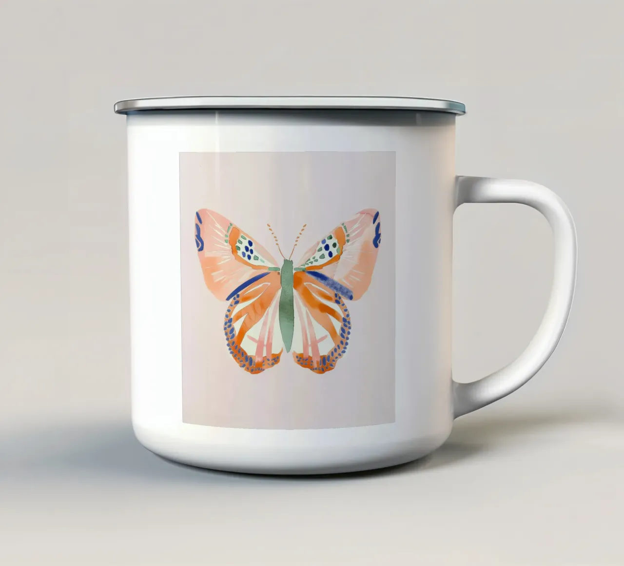 Farfalla arancione Trasformazione della vita Vintage Botanico Boho tazza in smalto da Gentle Echoes Art