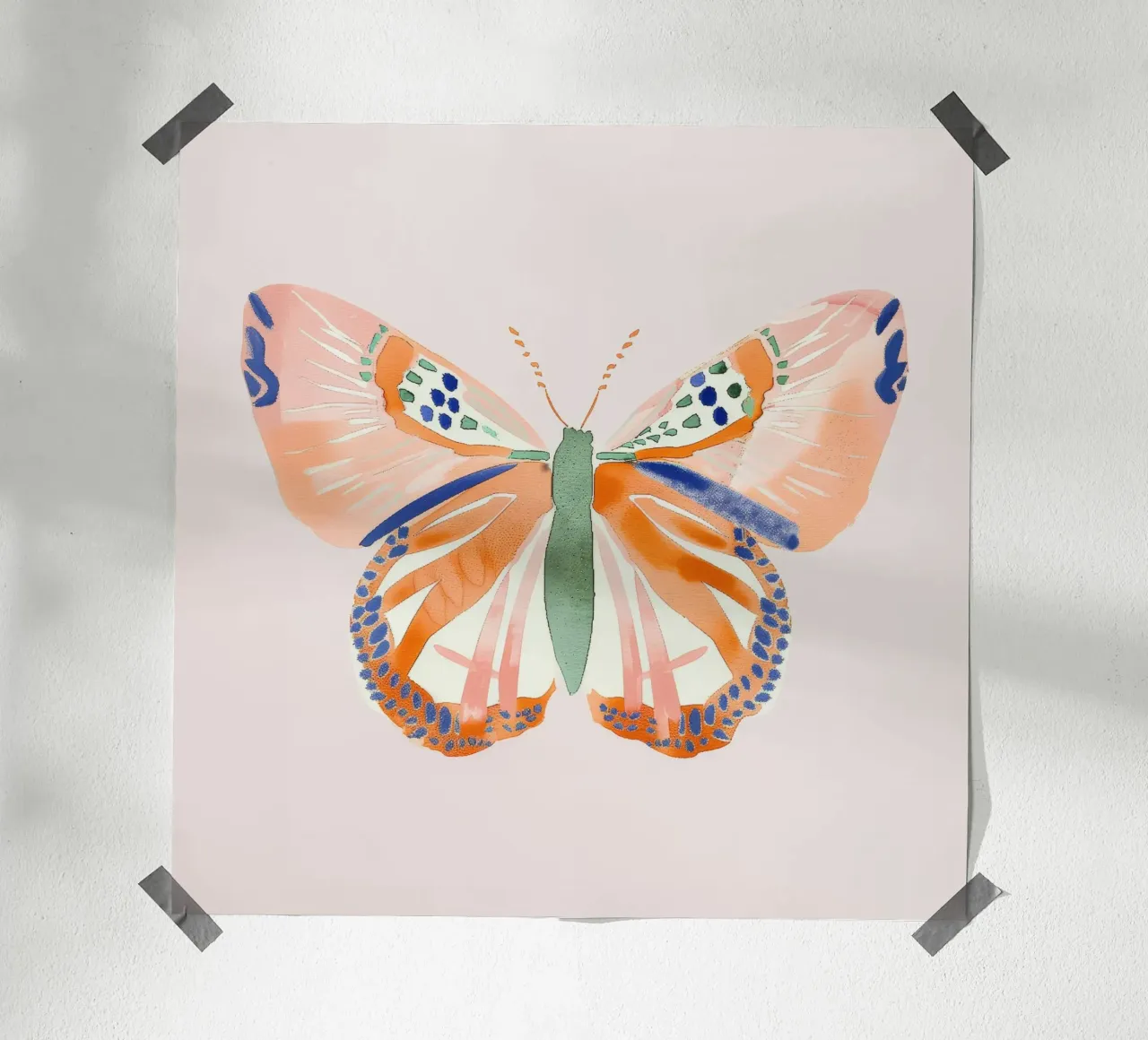 Farfalla arancione Trasformazione della vita Vintage Botanico Boho carta hahnemühle da Gentle Echoes Art