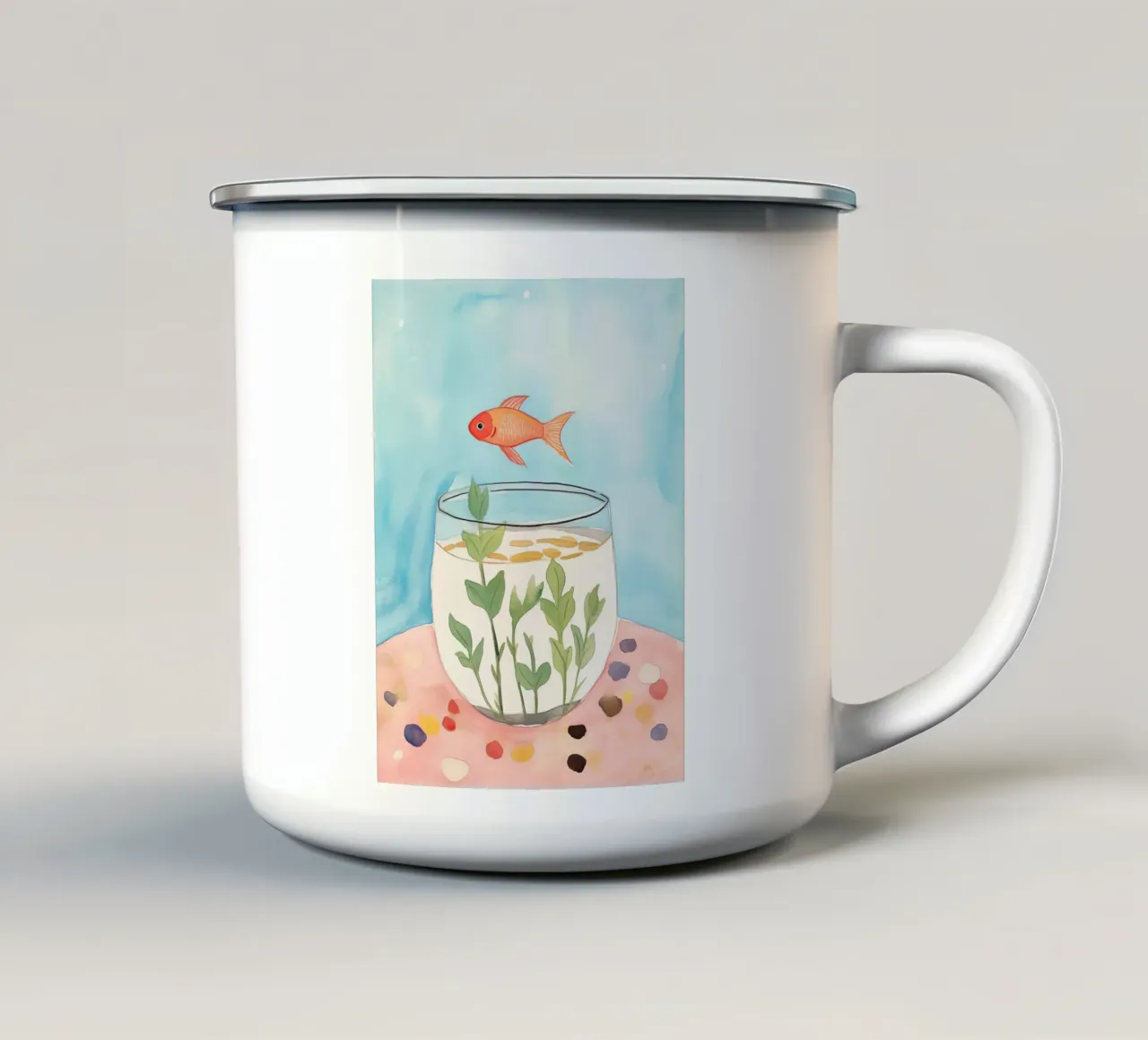 Pesce rosso tazza in smalto da DaarbyN
