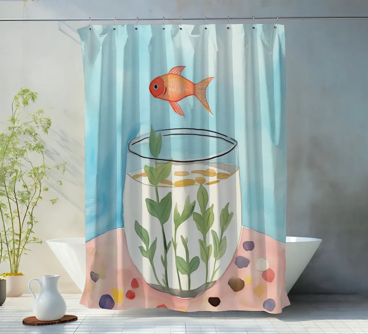 Goldfish shower curtain by DaarbyN