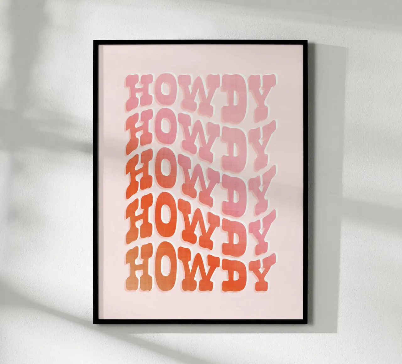 Ripetizione tipografica Wild West Howdy - Rosa pesca pastello poster da Dominique Vari Words