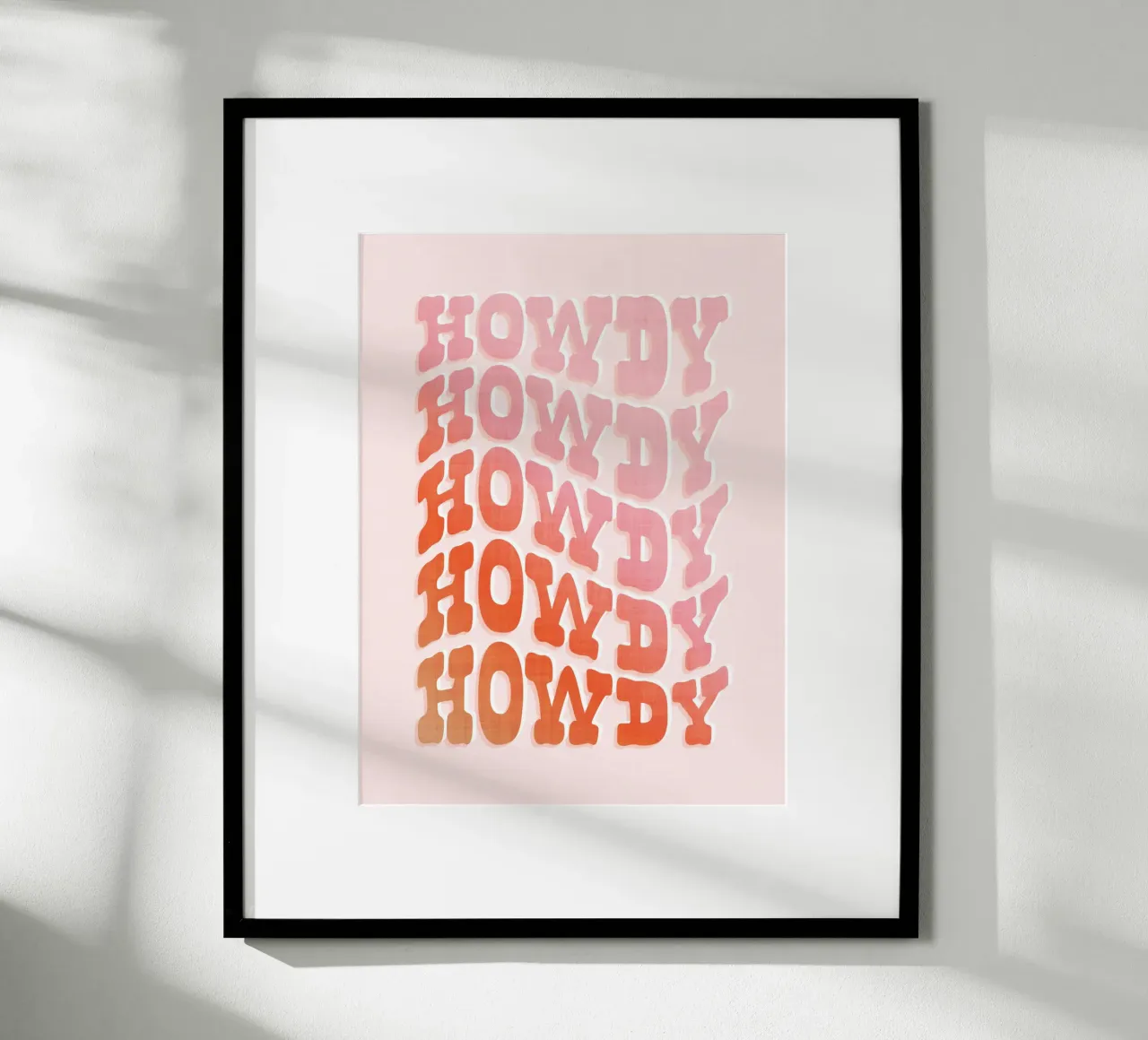 Ripetizione tipografica Wild West Howdy - Rosa pesca pastello poster da Dominique Vari Words