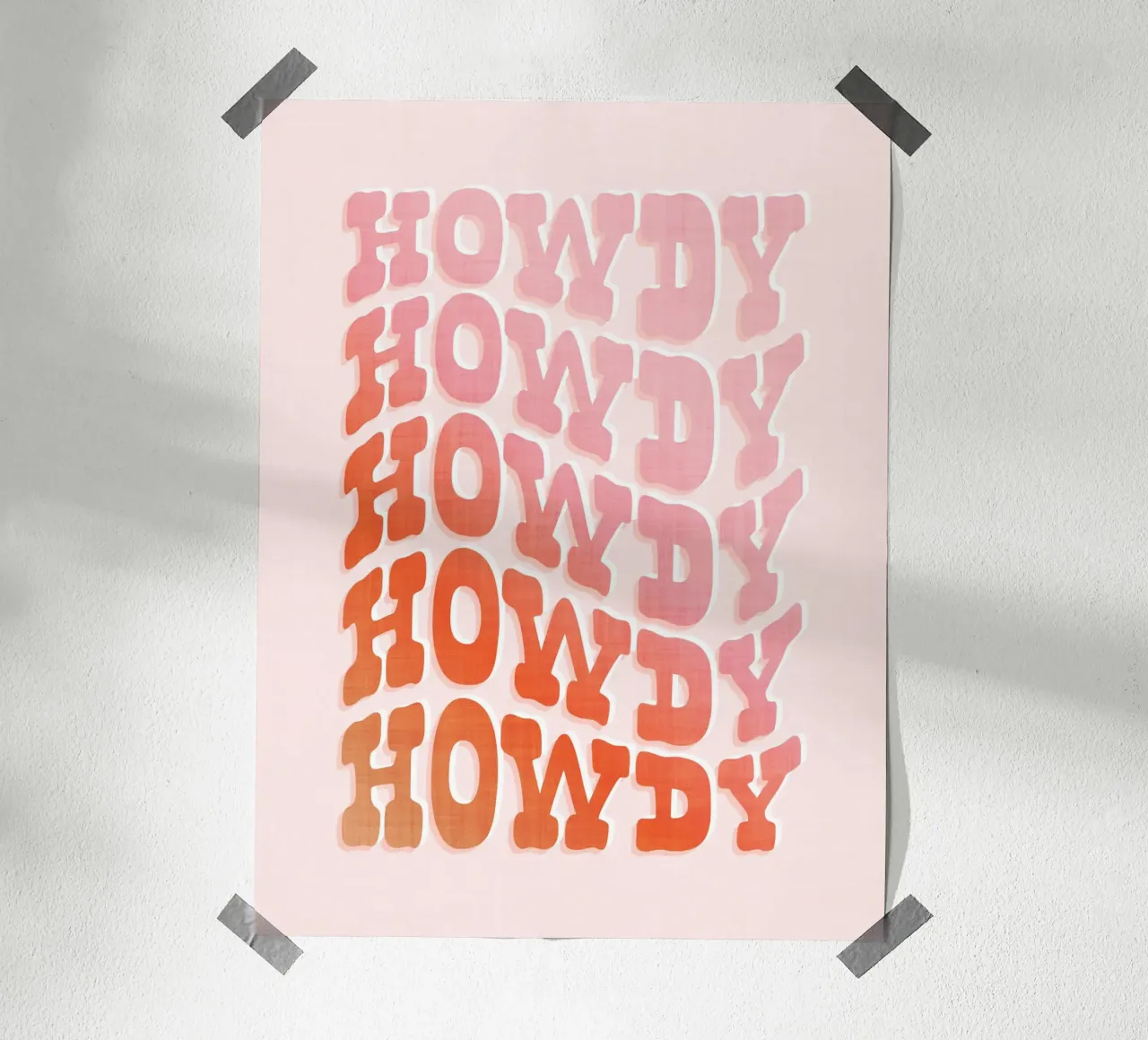 Ripetizione tipografica Wild West Howdy - Rosa pesca pastello poster da Dominique Vari Words
