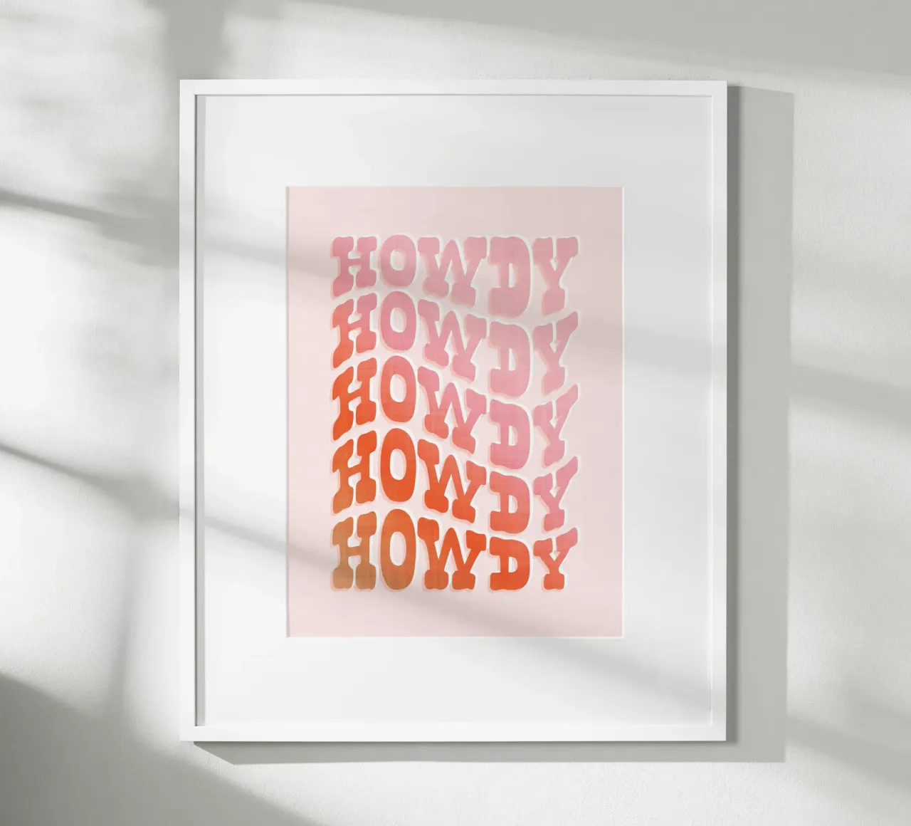 Ripetizione tipografica Wild West Howdy - Rosa pesca pastello poster da Dominique Vari Words