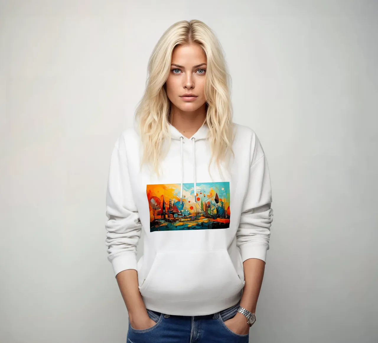 Abstract Forest View 001 felpa con cappuccio da Art Unleashed