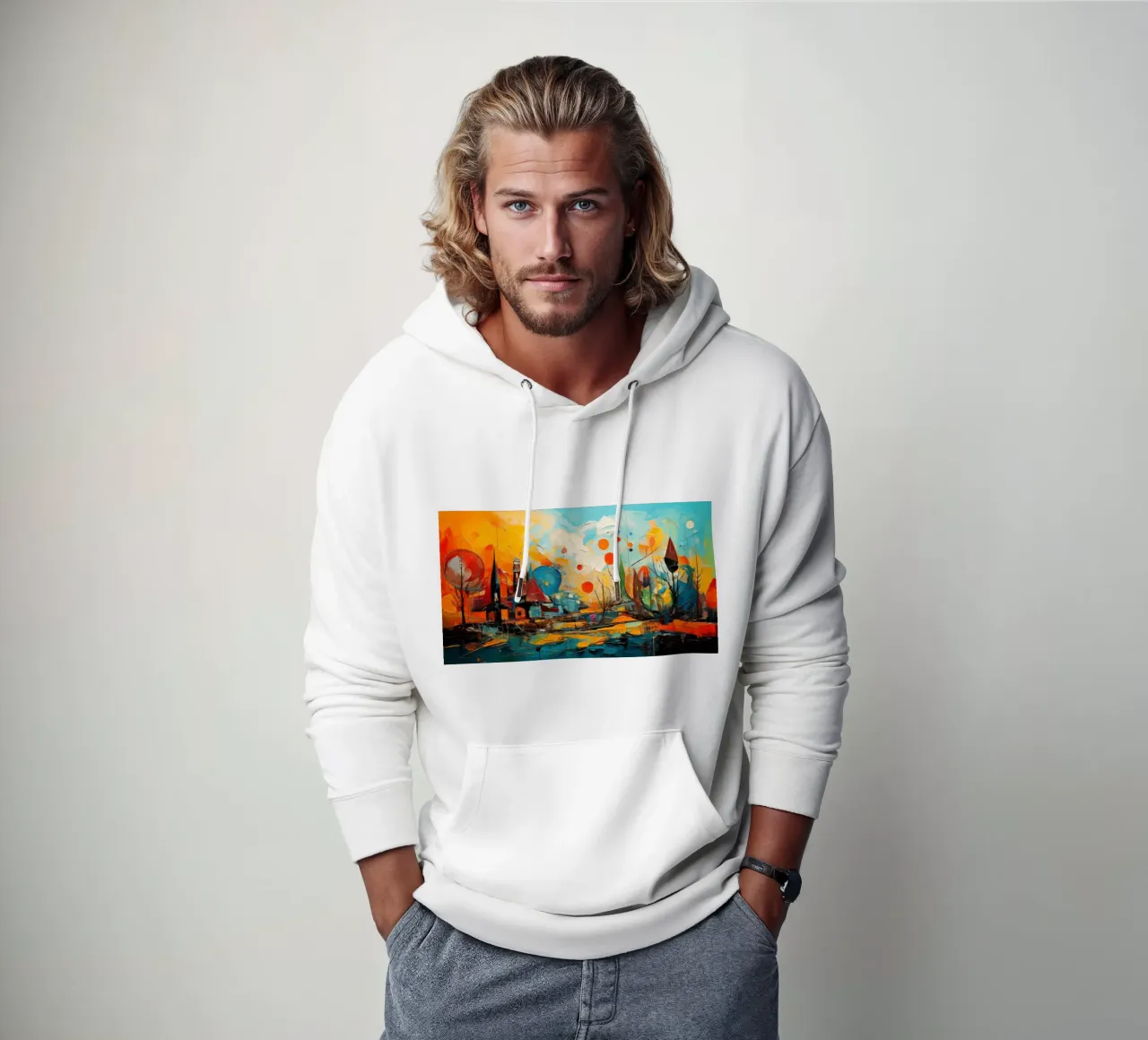 Abstract Forest View 001 felpa con cappuccio da Art Unleashed