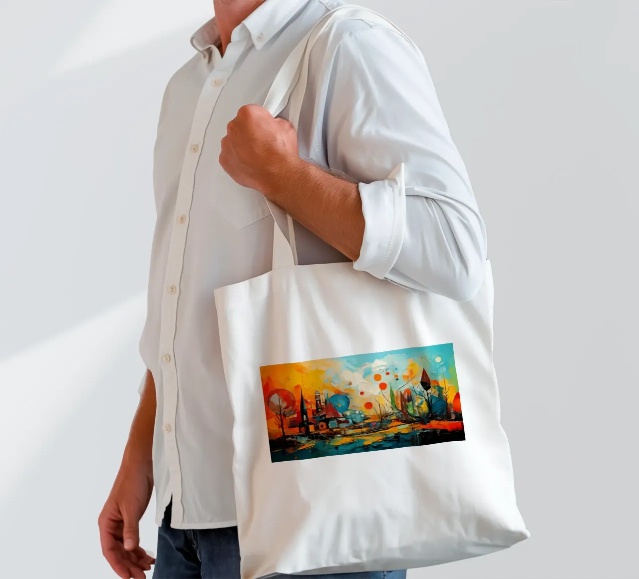Abstract Forest View 001 borsa in juta da Art Unleashed