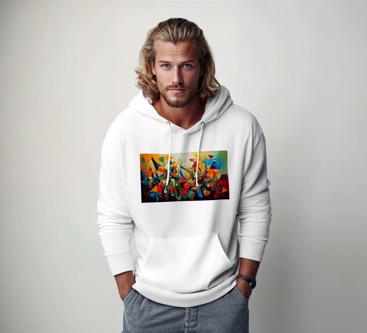 Abstract Geometric 001 felpa con cappuccio da Art Unleashed