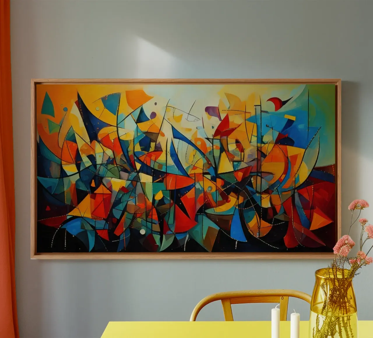 Abstract Geometric 001 canvas met Baklijst van Art Unleashed