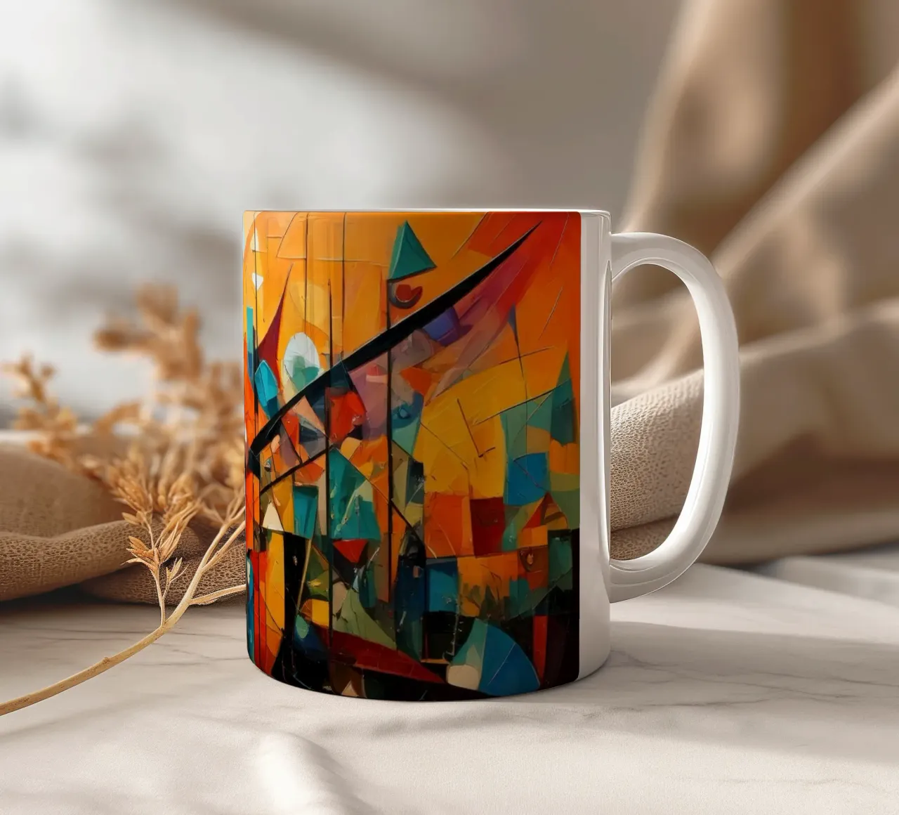 Abstract Geometric 002 Keramik Tasse von Art Unleashed