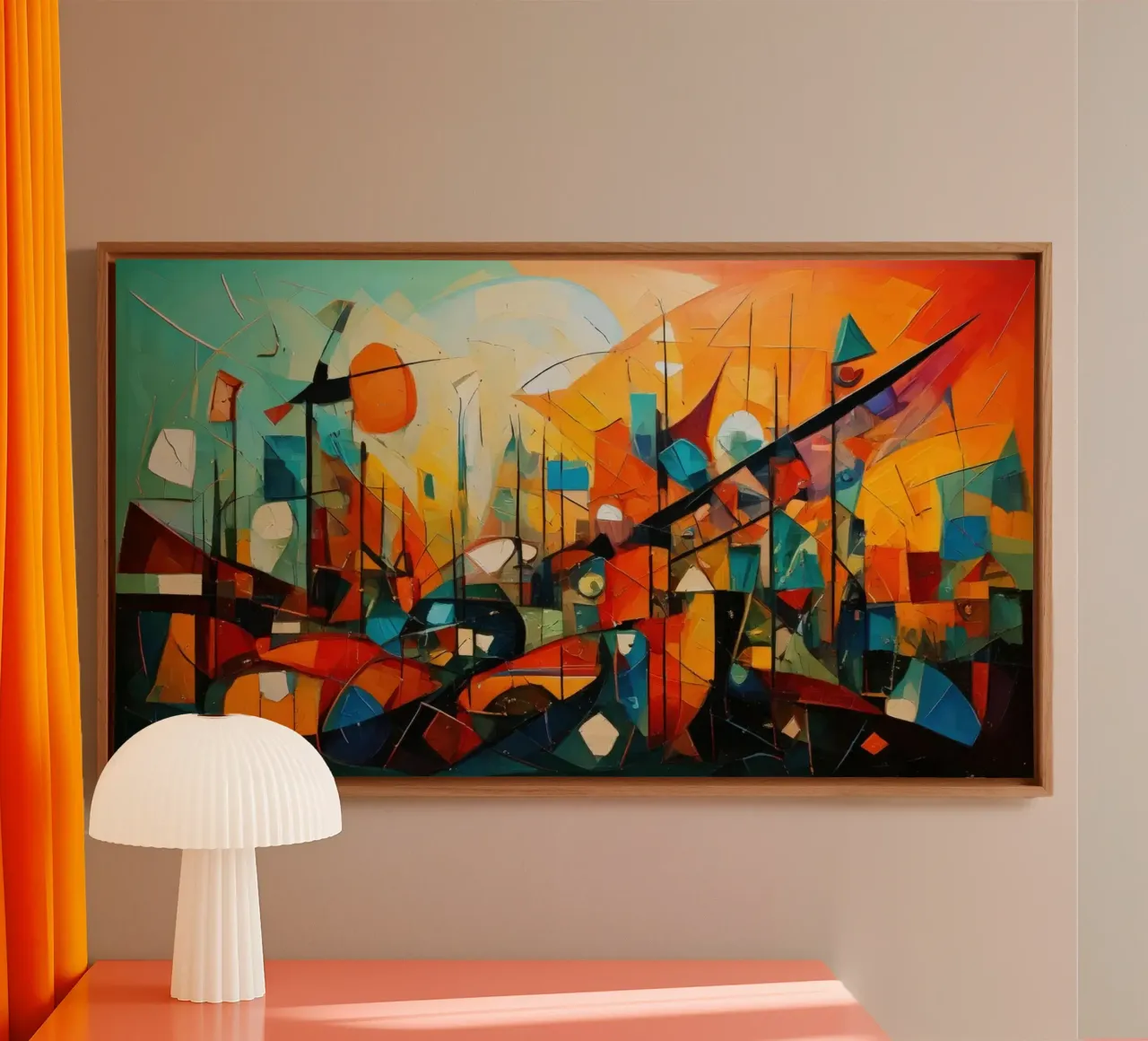 Abstract Geometric 002 canvas met Baklijst van Art Unleashed