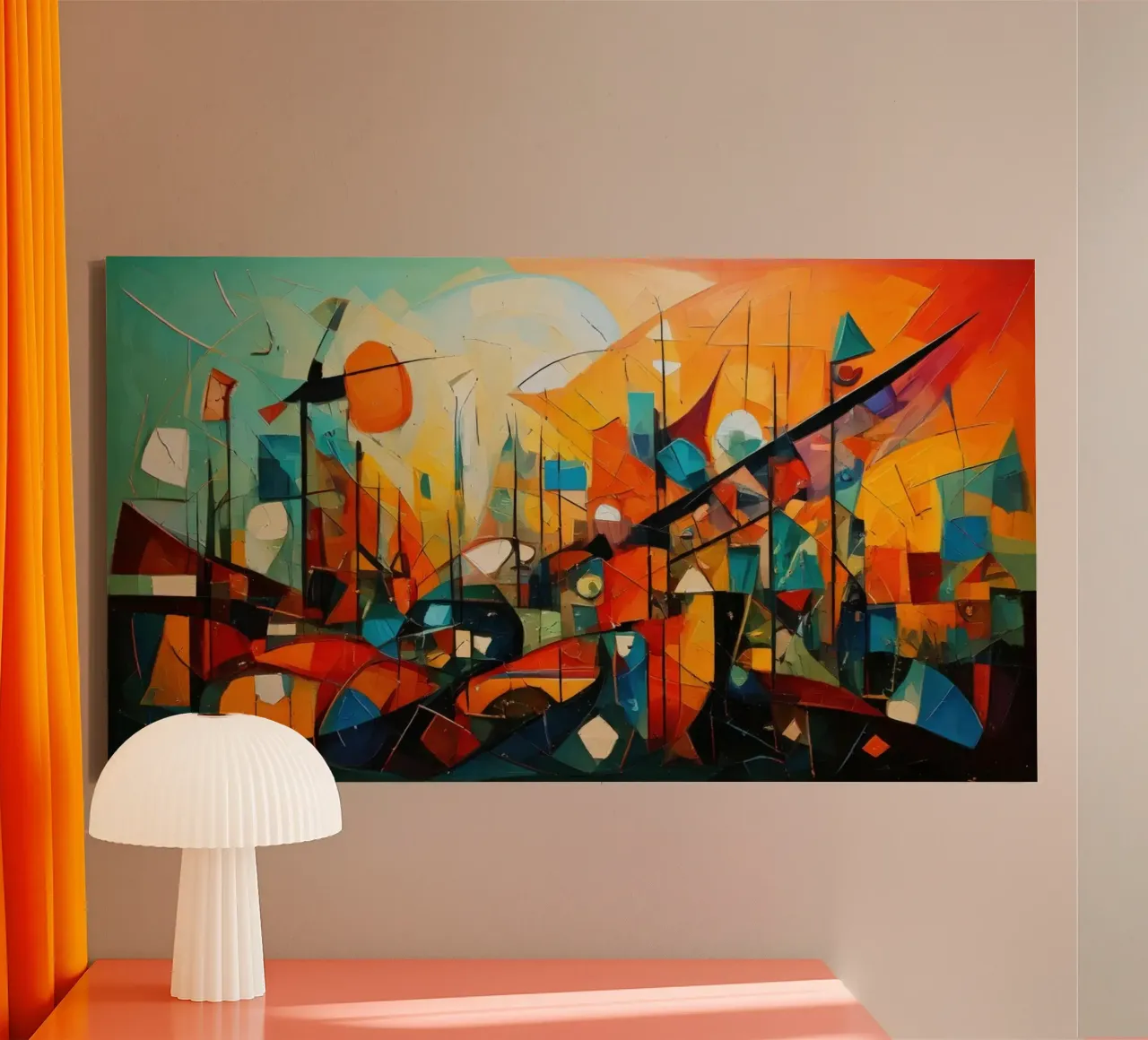 Abstract Geometric 002 canvas met Baklijst van Art Unleashed