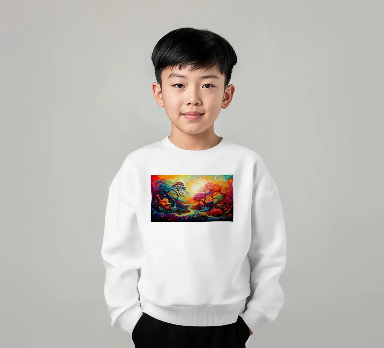 Vibrant Fantasy Landscape sweat enfant de Art Unleashed